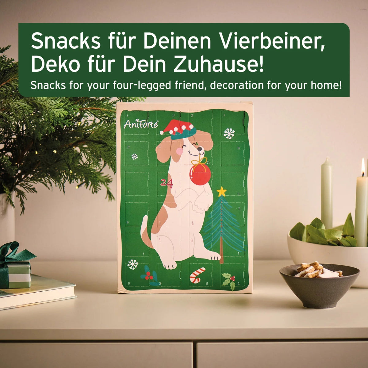 AniForte Adventskalender für Hunde 2026 - Festliche Genussmomente mit neun leckeren Snack-Sorten, schonend gebackenen Funktionssnacks und knusprigen Kokos Sticks - Woofshack