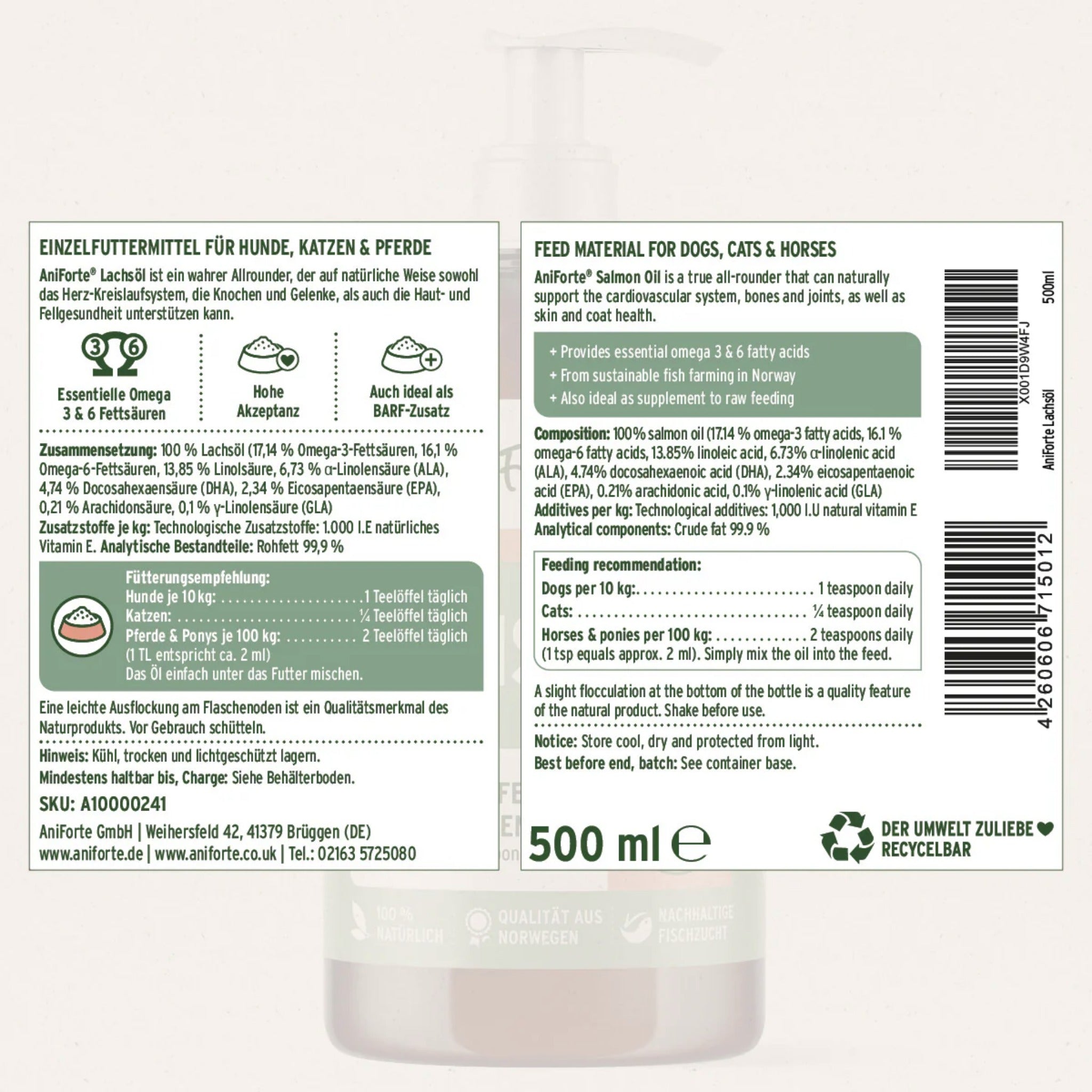 AniForte BARF - Öl Set mit Leinöl & Lachsöl für Hunde - Woofshack