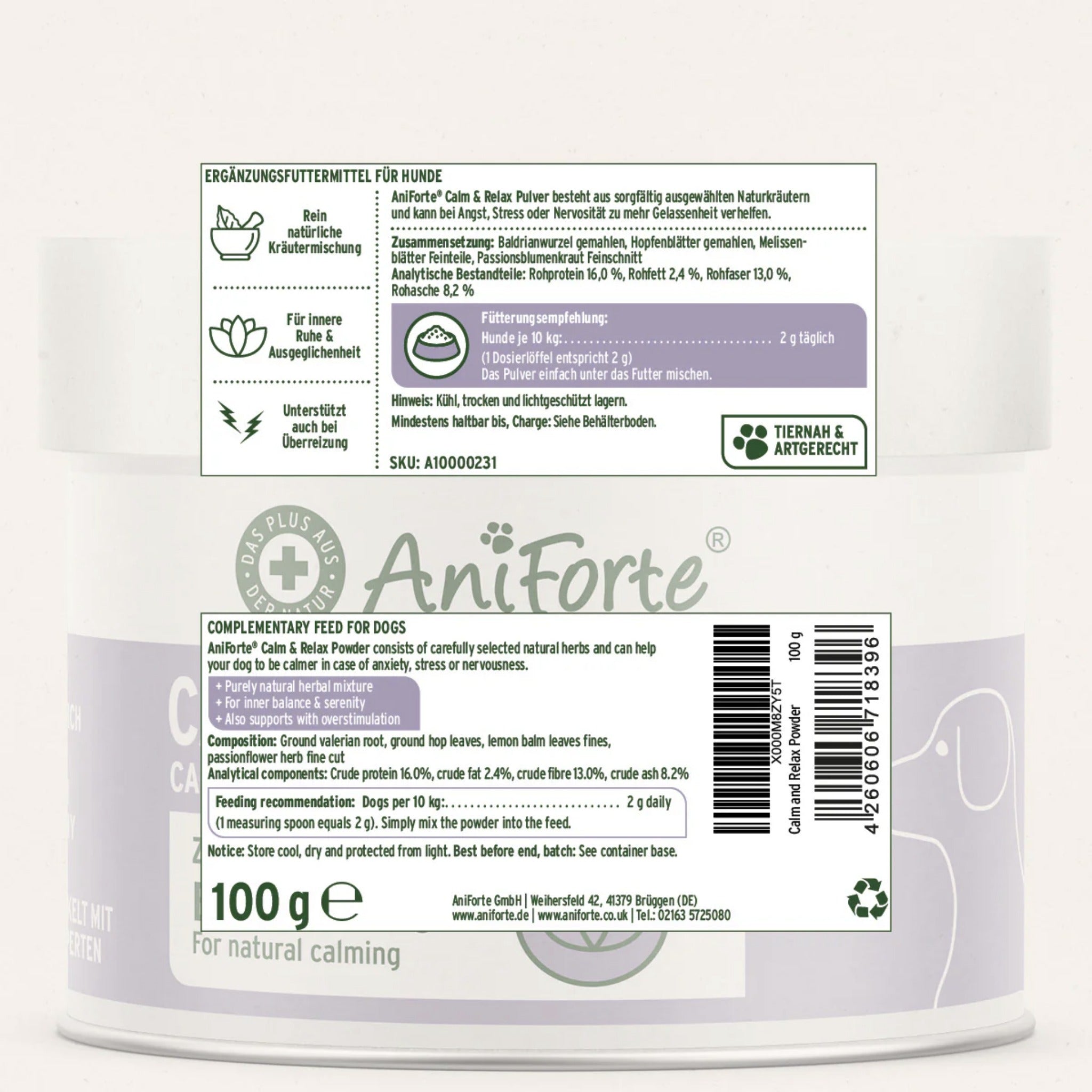AniForte Calm & Relax Pulver für Hunde - Woofshack
