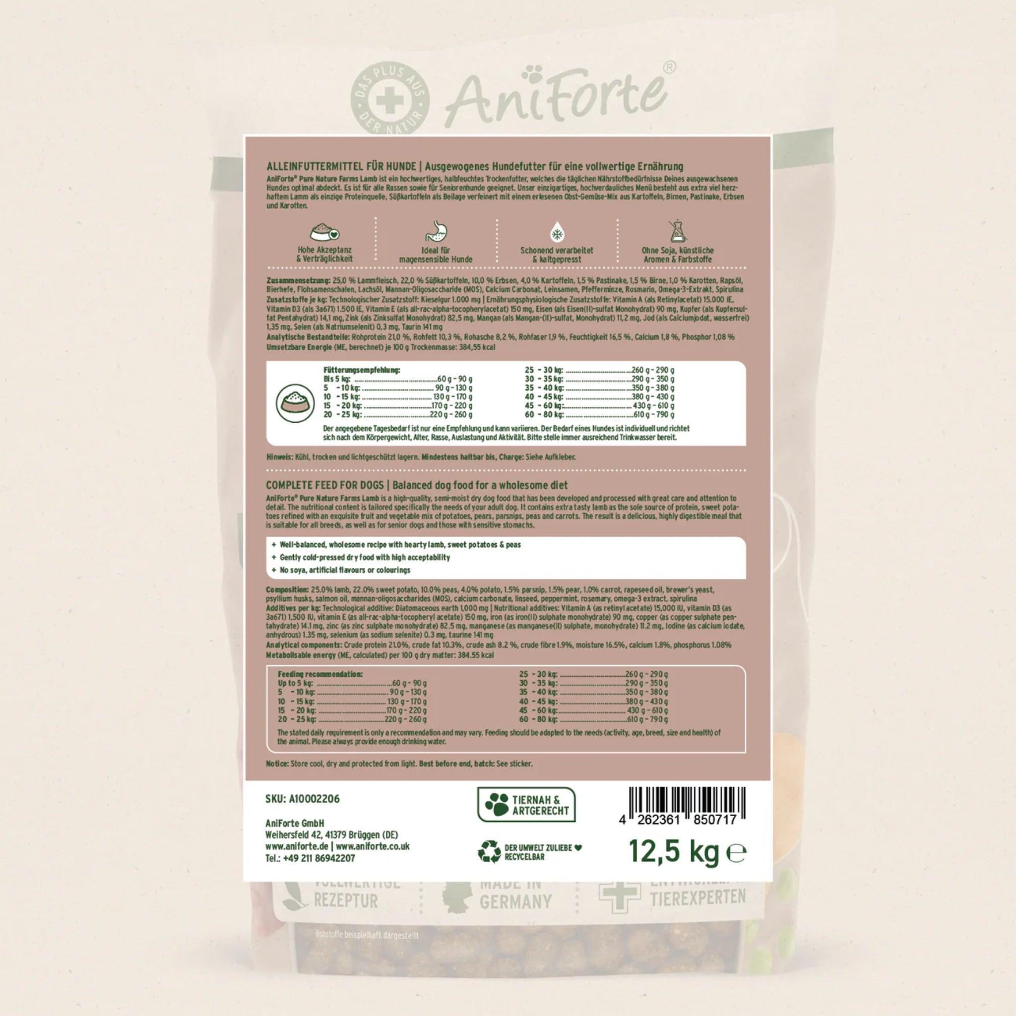 AniForte Farms Lamb – Getreidefreies Lamm Trockenfutter für Hunde mit empfindlicher Verdauung - Woofshack