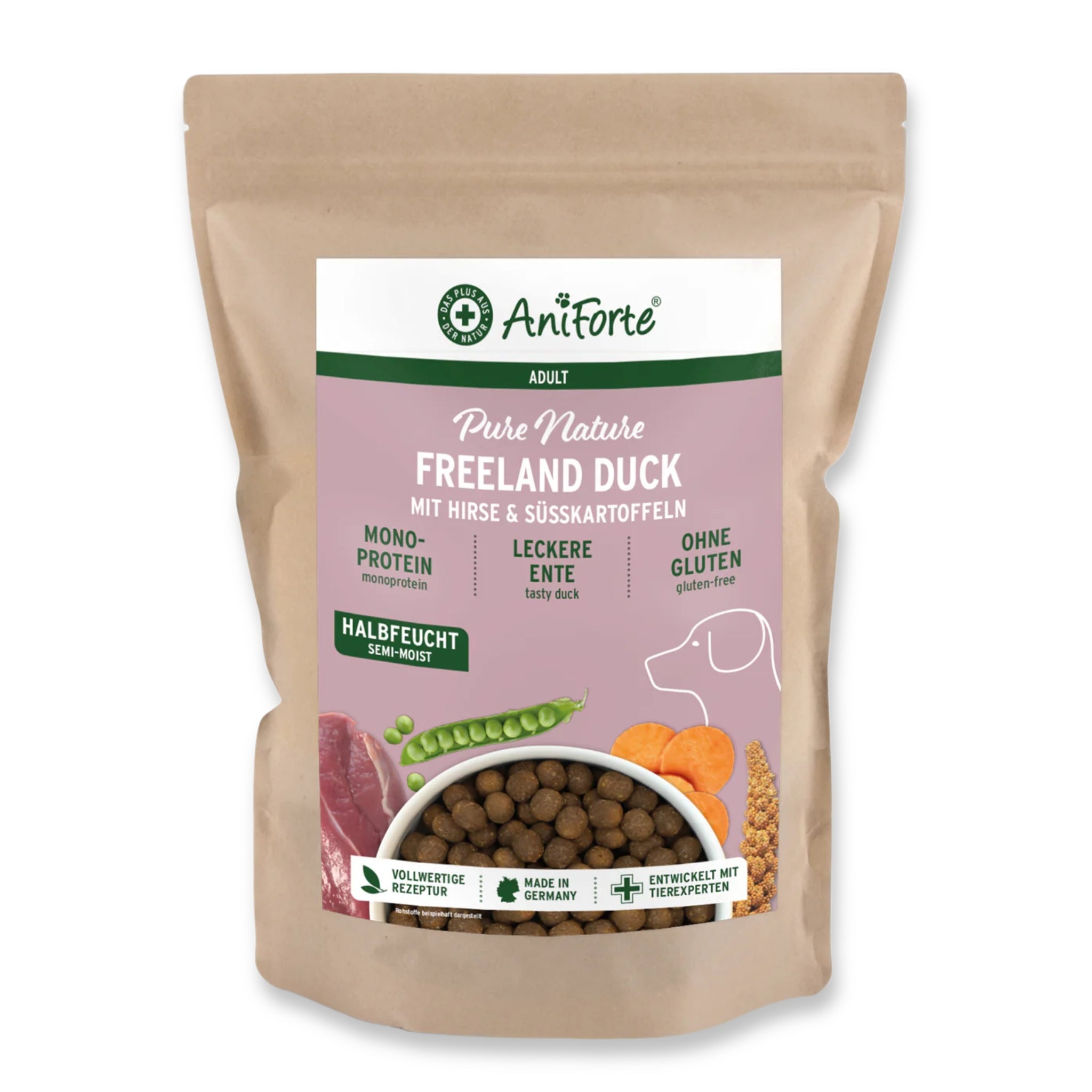 AniForte Freeland Duck Hunde Trockenfutter – Halbfeucht, Leicht Verdaulich & Reich an Omega - 3 für Sensible Hunde - Woofshack