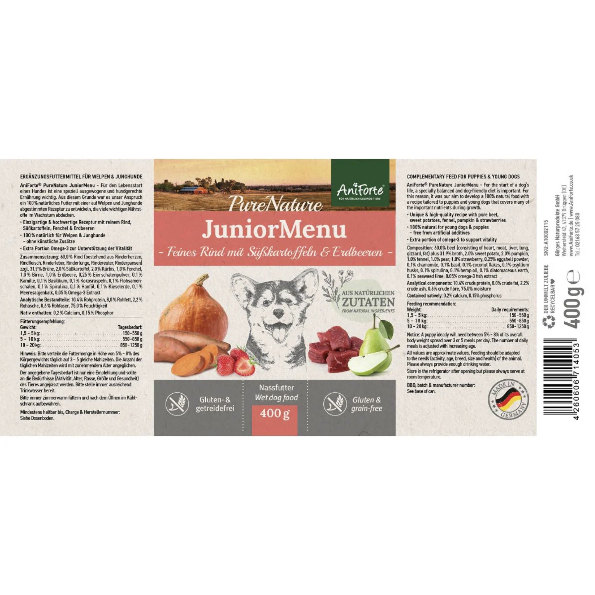 AniForte JuniorMenu Feines Rind, Welpen Nassfutter - Woofshack