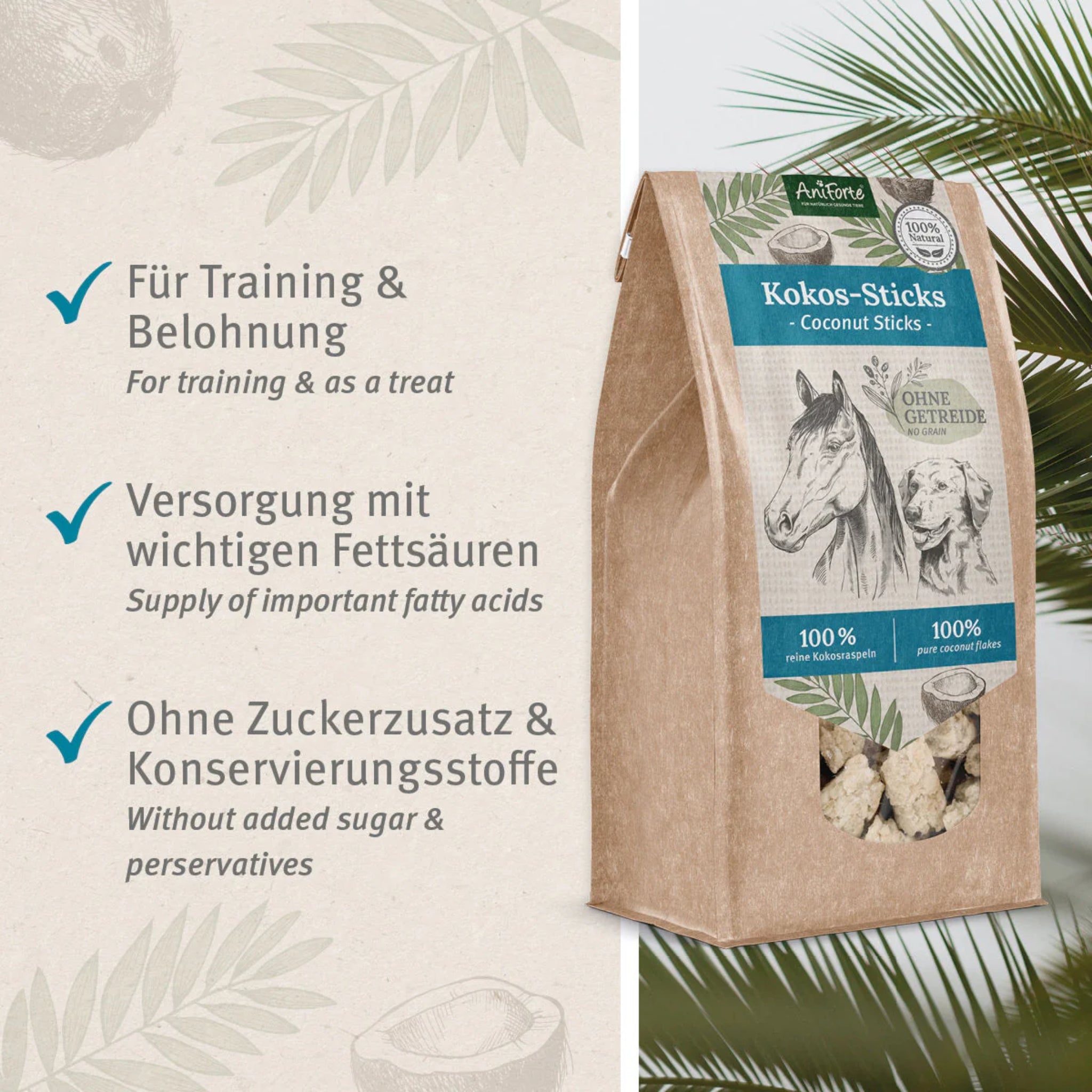 AniForte Kokos - Sticks für Hunde & Pferde - Woofshack