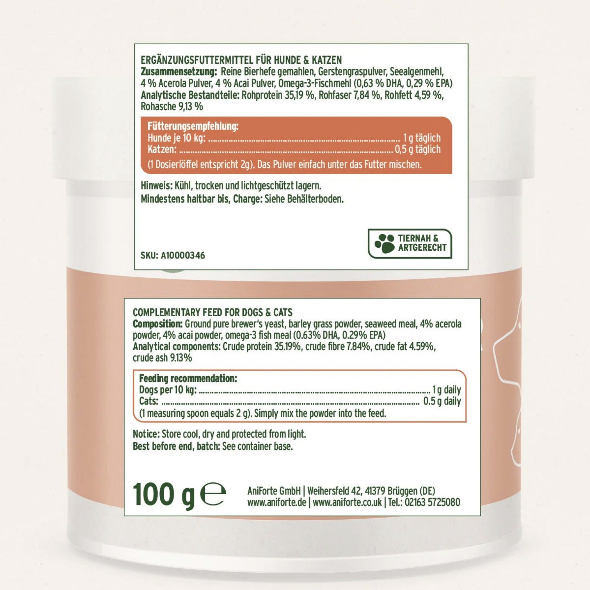 AniForte MultiVETAL – Natürliches Multivitamin-Pulver mit Bierhefe & Omega-3 für Hunde