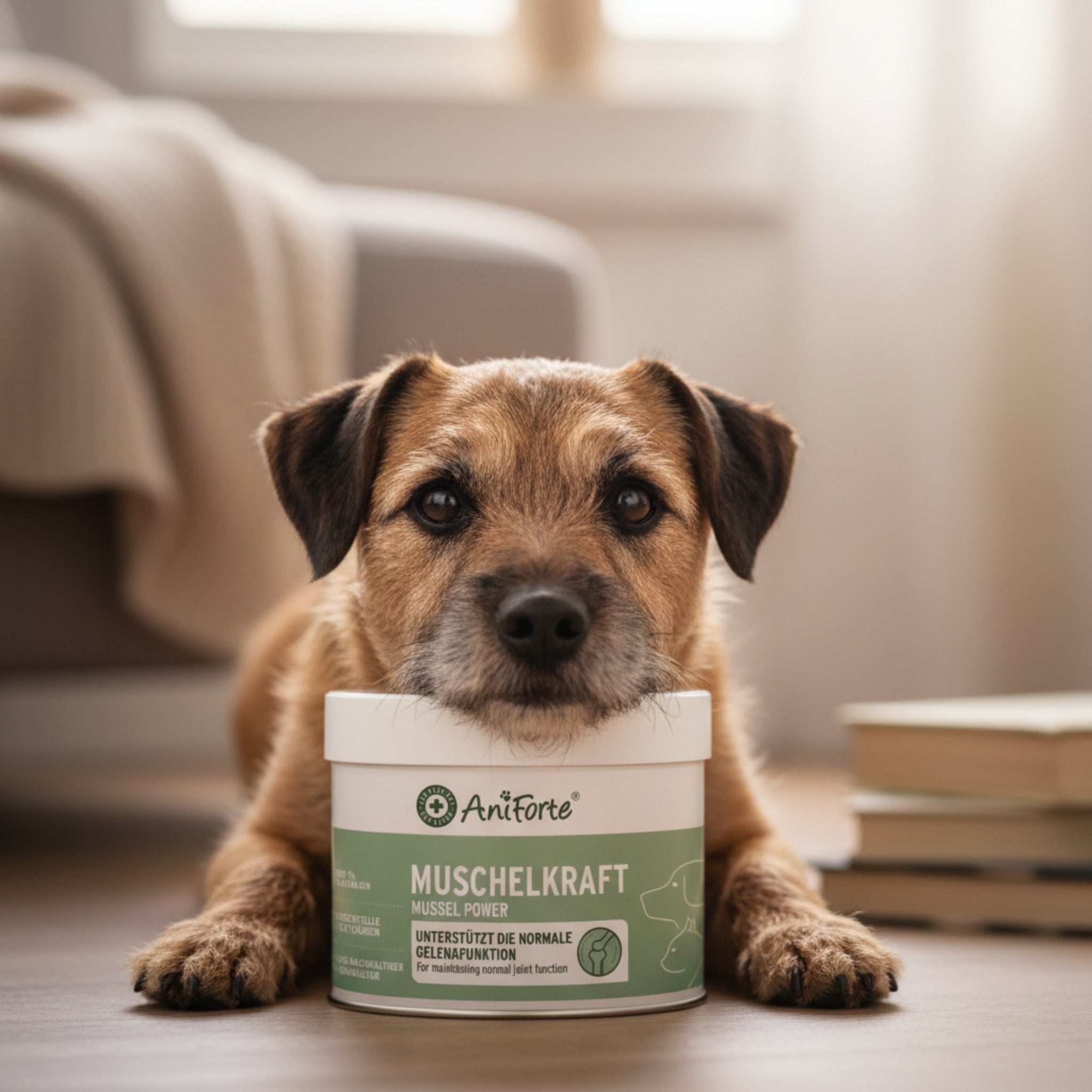 AniForte Muschelkraft Pulver – Natürliche Gelenkunterstützung für Hunde & Katzen mit Blauer Miesmuschel als Futtertopping - Woofshack