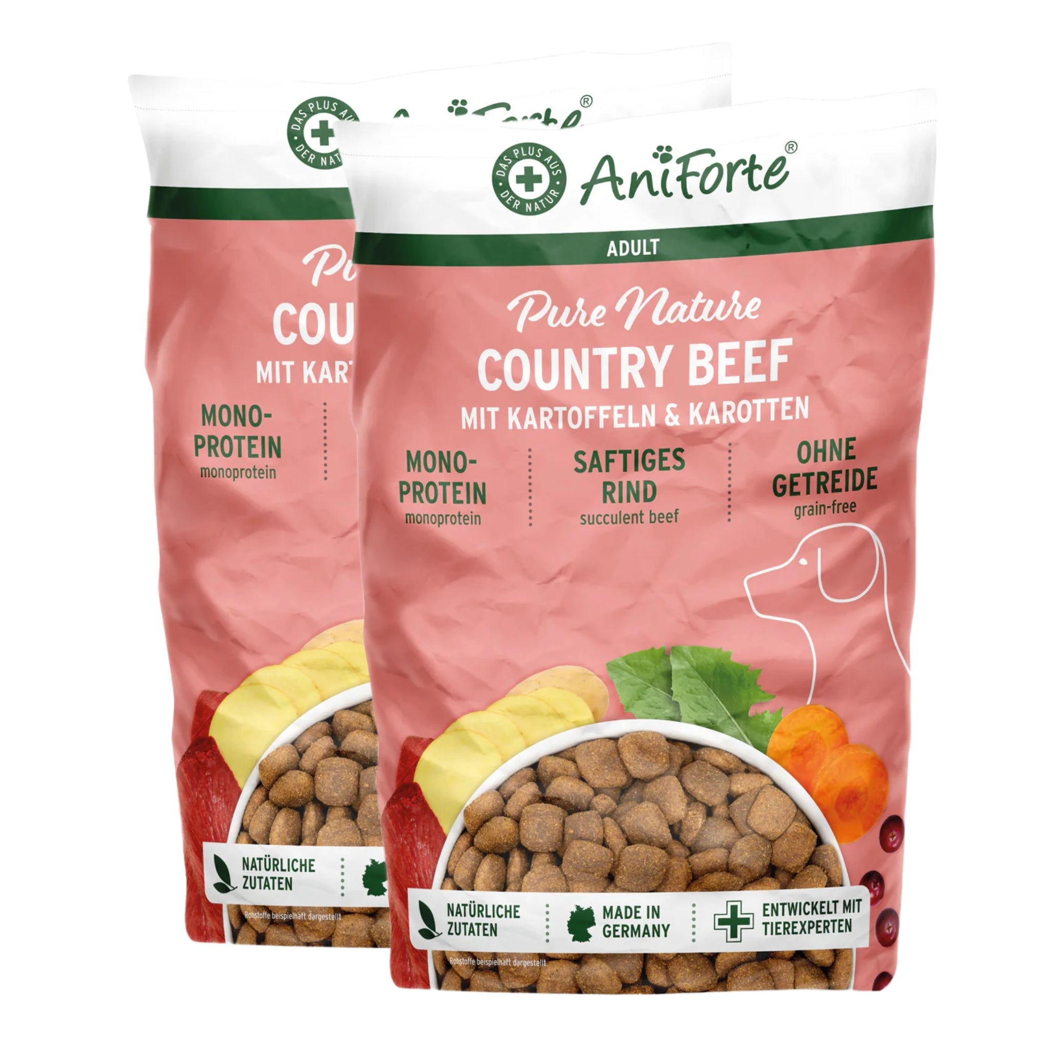 AniForte Pure Nature Country Beef Trockenfutter für Hunde – Getreidefrei, Reich an Omega - 3, Ideal für Allergiker - Woofshack