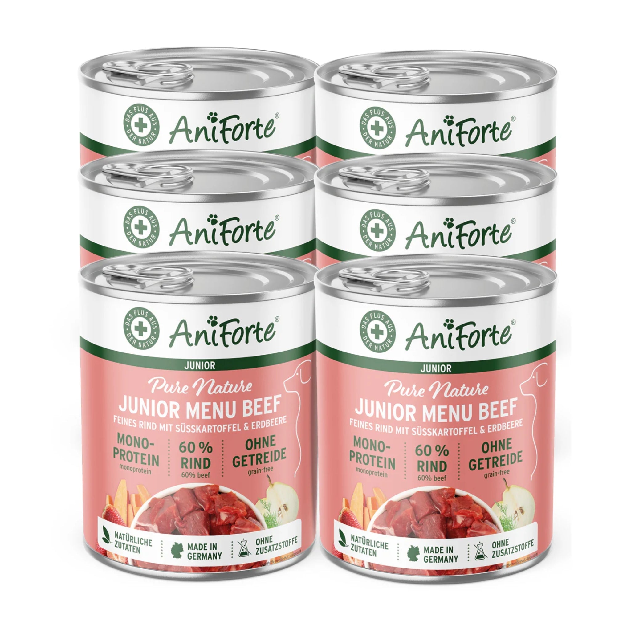 AniForte Pure Nature Junior Menu Beef – Premium Welpen - Nassfutter für gesundes Wachstum, 100% natürlich & getreidefrei - Woofshack