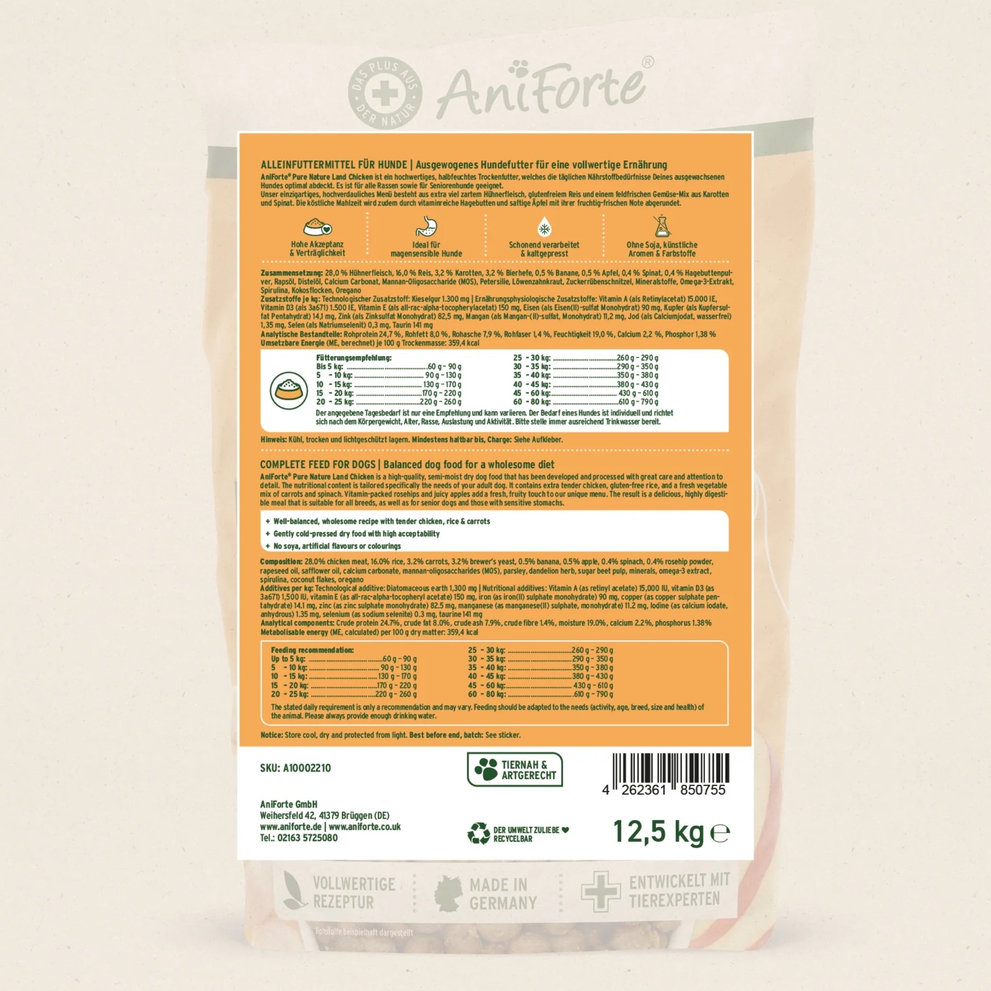 AniForte Pure Nature Land Chicken Halbfeuchtes Hunde Trockenfutter – Natürlich, Schmackhaft & Ohne Zusatzstoffe für ausgewachsene & ältere Hunde - Woofshack