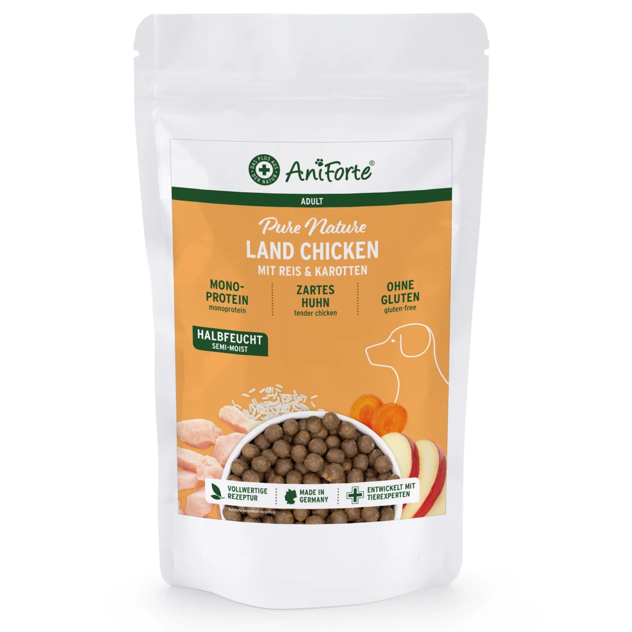 AniForte Pure Nature Land Chicken Halbfeuchtes Hunde Trockenfutter – Natürlich, Schmackhaft & Ohne Zusatzstoffe für ausgewachsene & ältere Hunde - Woofshack
