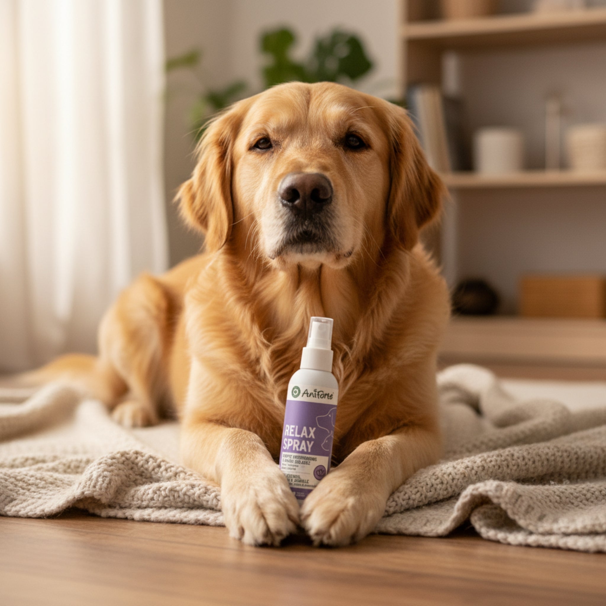AniForte Relax Spray für Hunde & Katzen – Natürliche Beruhigung bei Stress, Angst & Unruhe durch Silvester, Gewitter & Autofahrten - Woofshack