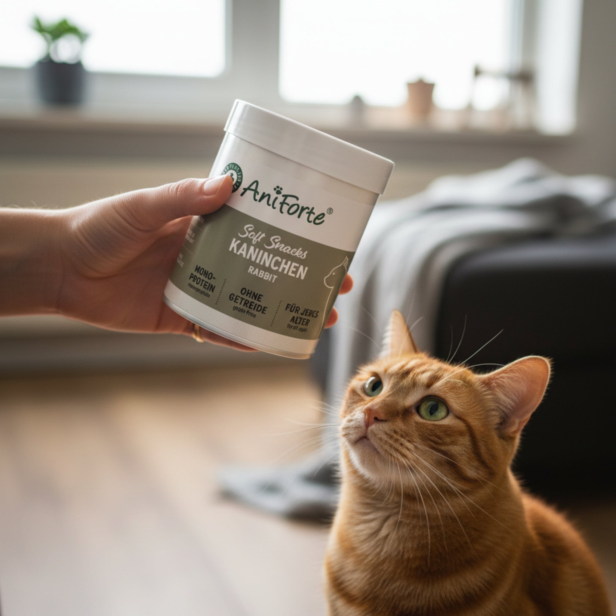 AniForte Soft Snack Kaninchen – Weiche Premium Katzensnacks mit 95% Kaninchenfleisch, Getreidefrei & Ohne Zusätze