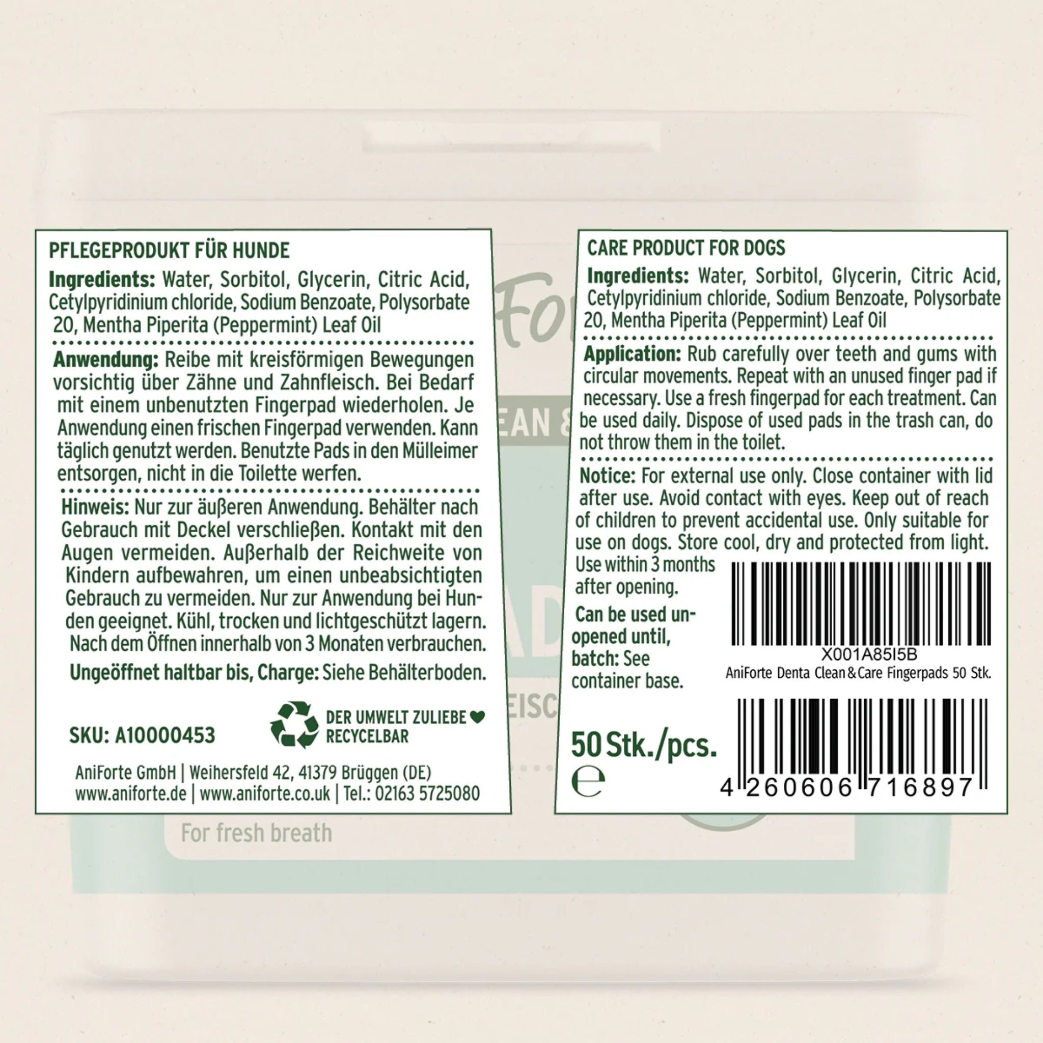 AniForte Denta Clean & Care Zahnpflege Set für Hunde – Effektive Zahnreinigung gegen Plaque, Zahnstein & Mundgeruch mit natürlichem Calcium
