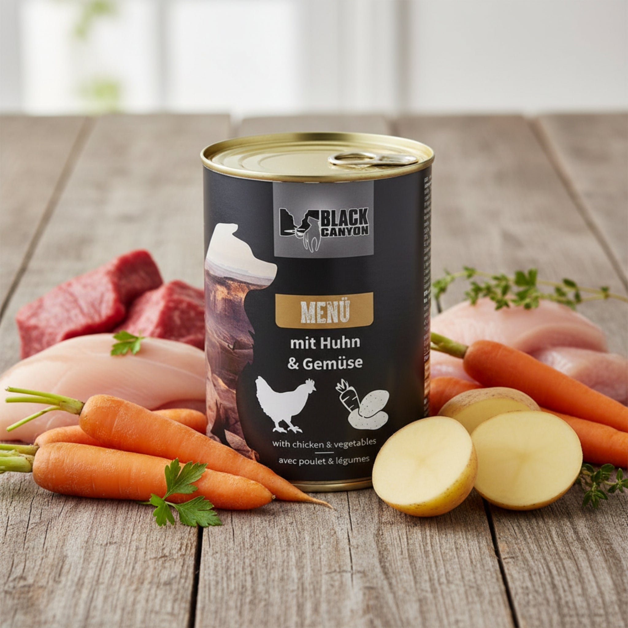 Black Canyon Menü Huhn & Gemüse - Getreidefreies Nassfutter für Hunde - Woofshack