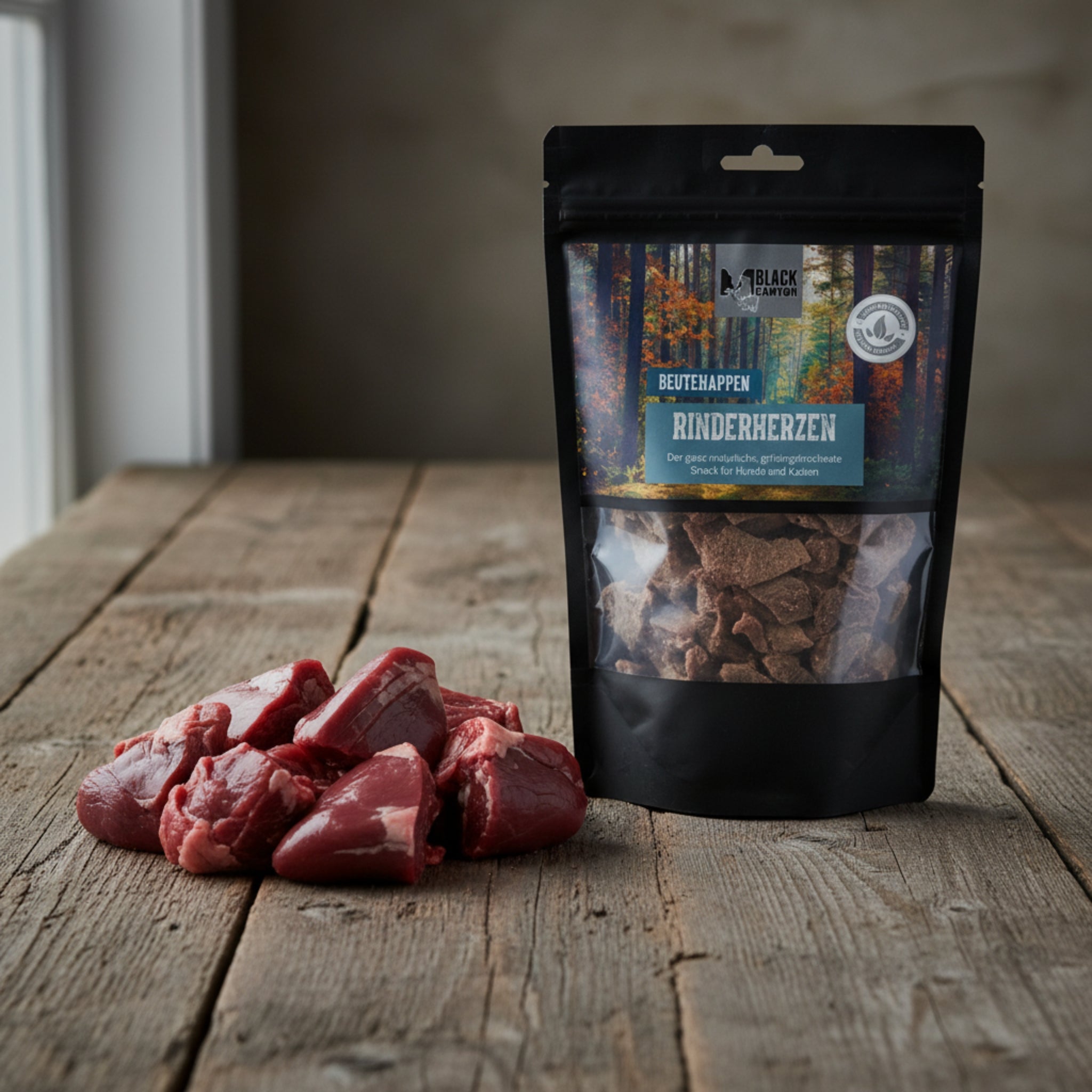 Black Canyon Rinderherzen – Luftgetrocknete Premium - Belohnung für Hunde & Katzen | Natürlicher Trainingssnack | Getreidefrei & Proteinreich - Woofshack