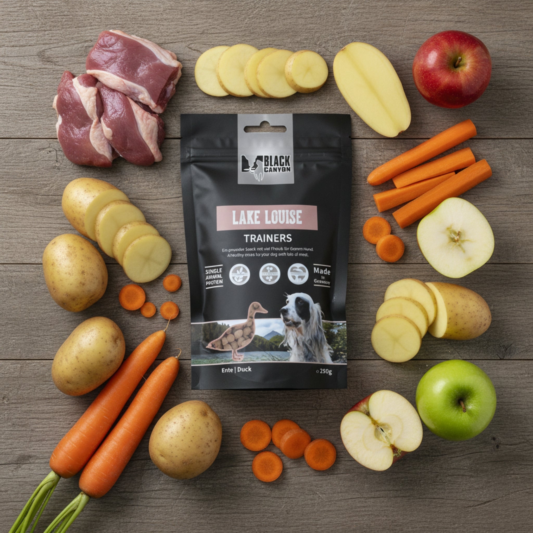 Black Canyon Trainers Lake Louise – Premium Enten - Trainingssnack für Hunde | Getreidefreie Belohnungs - Leckerlis mit Kartoffel | Ideal für Training, Erziehung & Zahnpflege - Woofshack