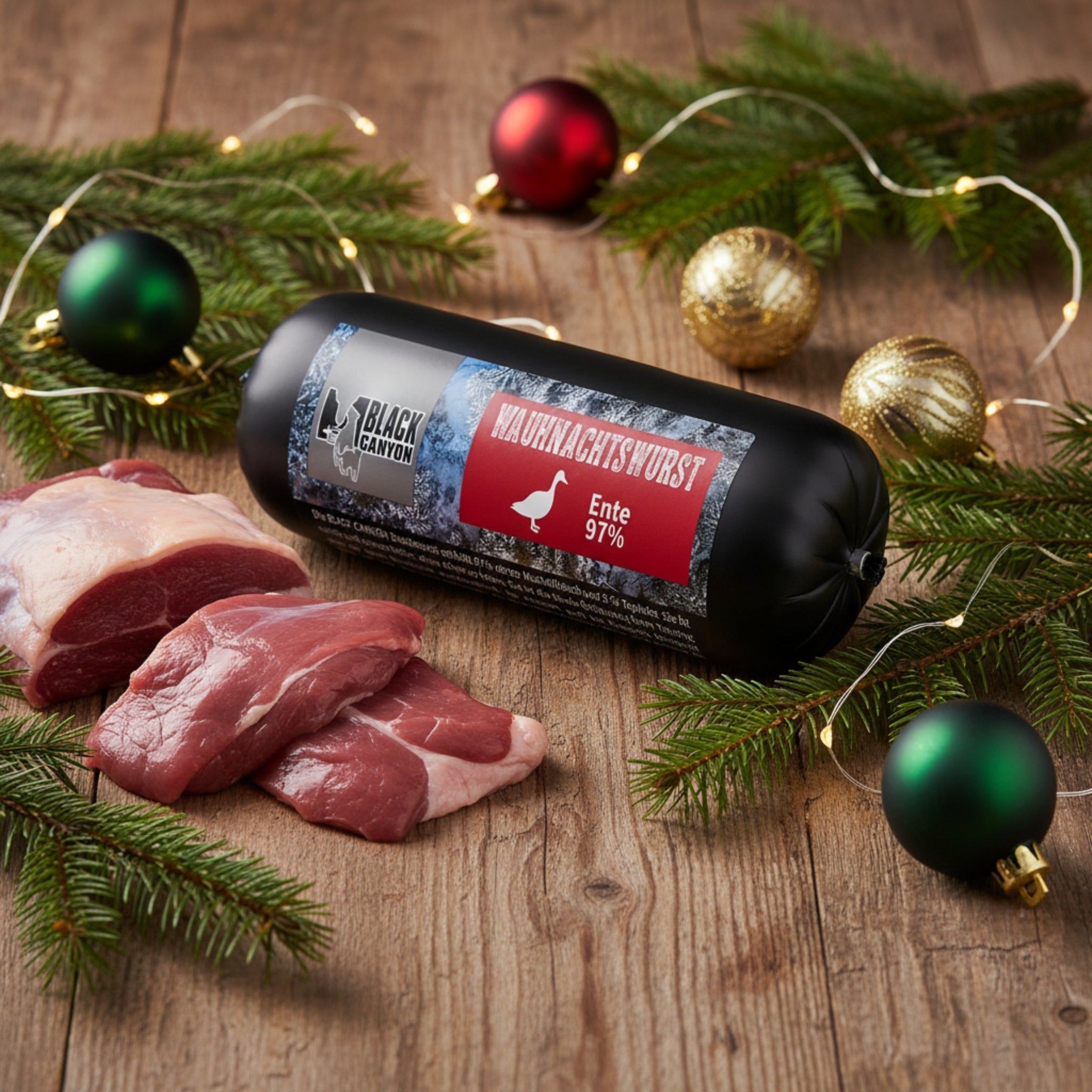 Black Canyon Wauhnachtswurst Ente – Festlicher Snack für Hunde & Katzen - Woofshack