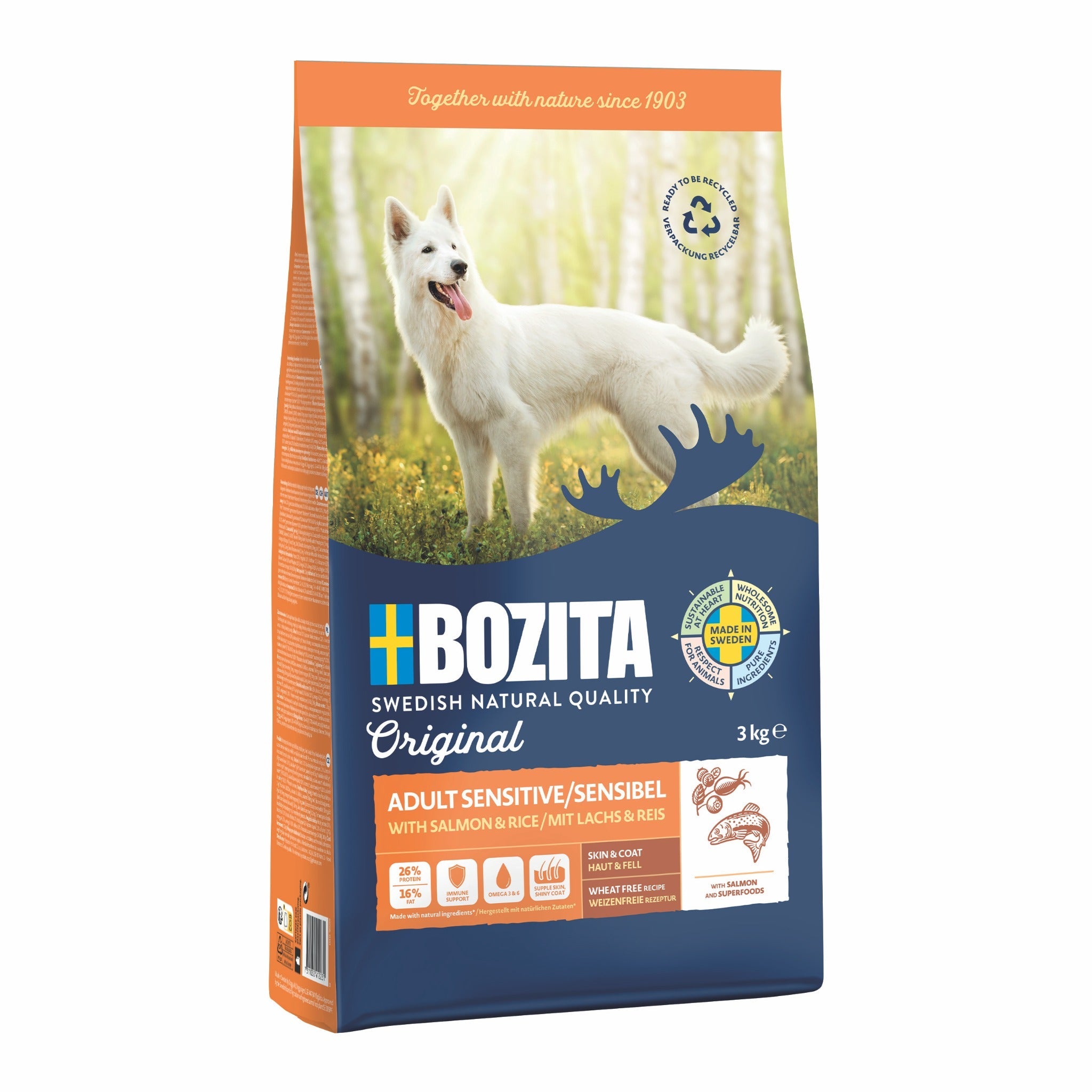 BOZITA Original Adult Sensitive Skin & Coat, Hunde Trockenfutter - Woofshack