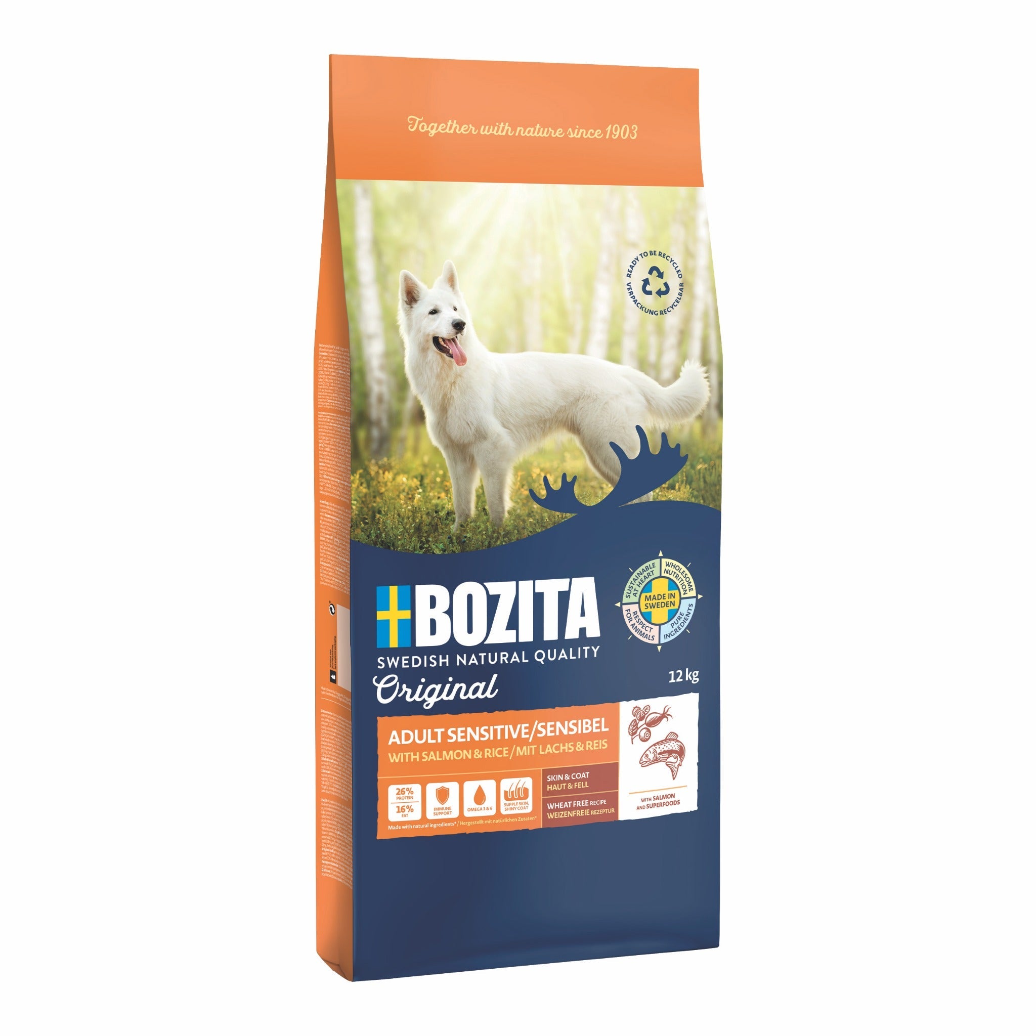BOZITA Original Adult Sensitive Skin & Coat, Hunde Trockenfutter - Woofshack