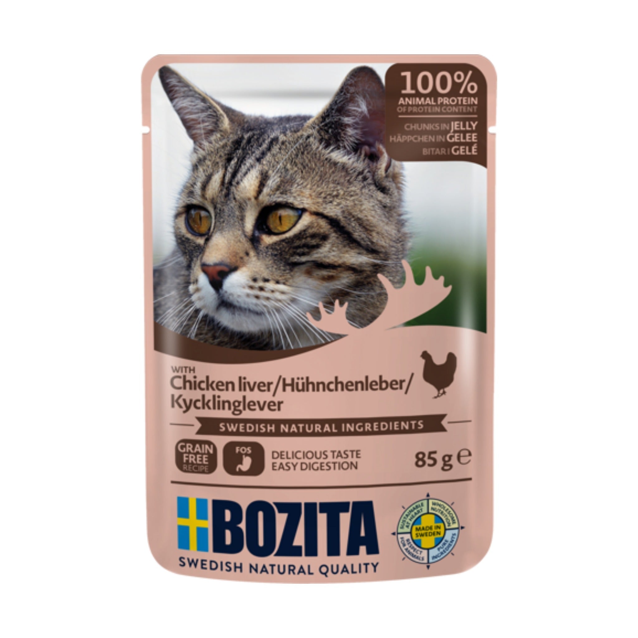 BOZITA Pouch Häppchen in Gelee mit Hühnchenleber, Katzen Nassfutter - Woofshack