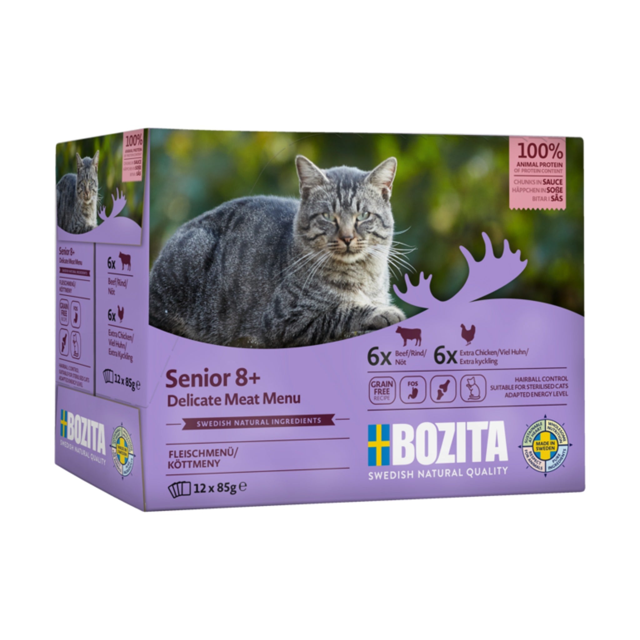 BOZITA Pouch Häppchen in Sauce Senior 8+ Multibox, Katzen Nassfutter - Woofshack