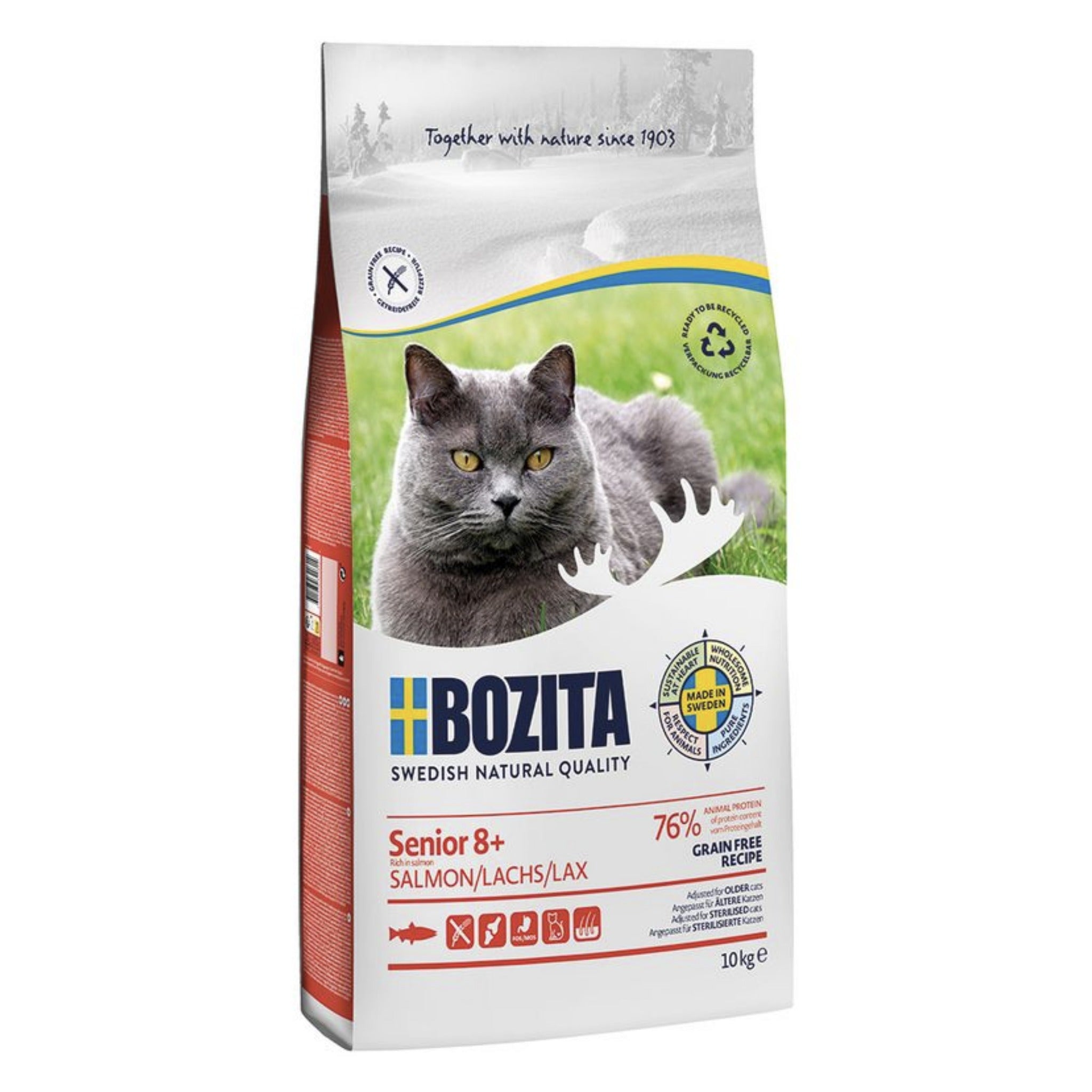 BOZITA Senior 8+/Sterilised mit Lachs, Katzen Trockenfutter - Woofshack