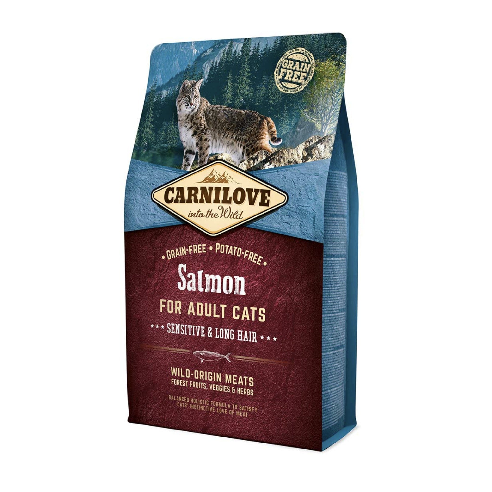 Carnilove Cat Salmon Sensitive & Long Hair, Katzen Trockenfutter - Woofshack