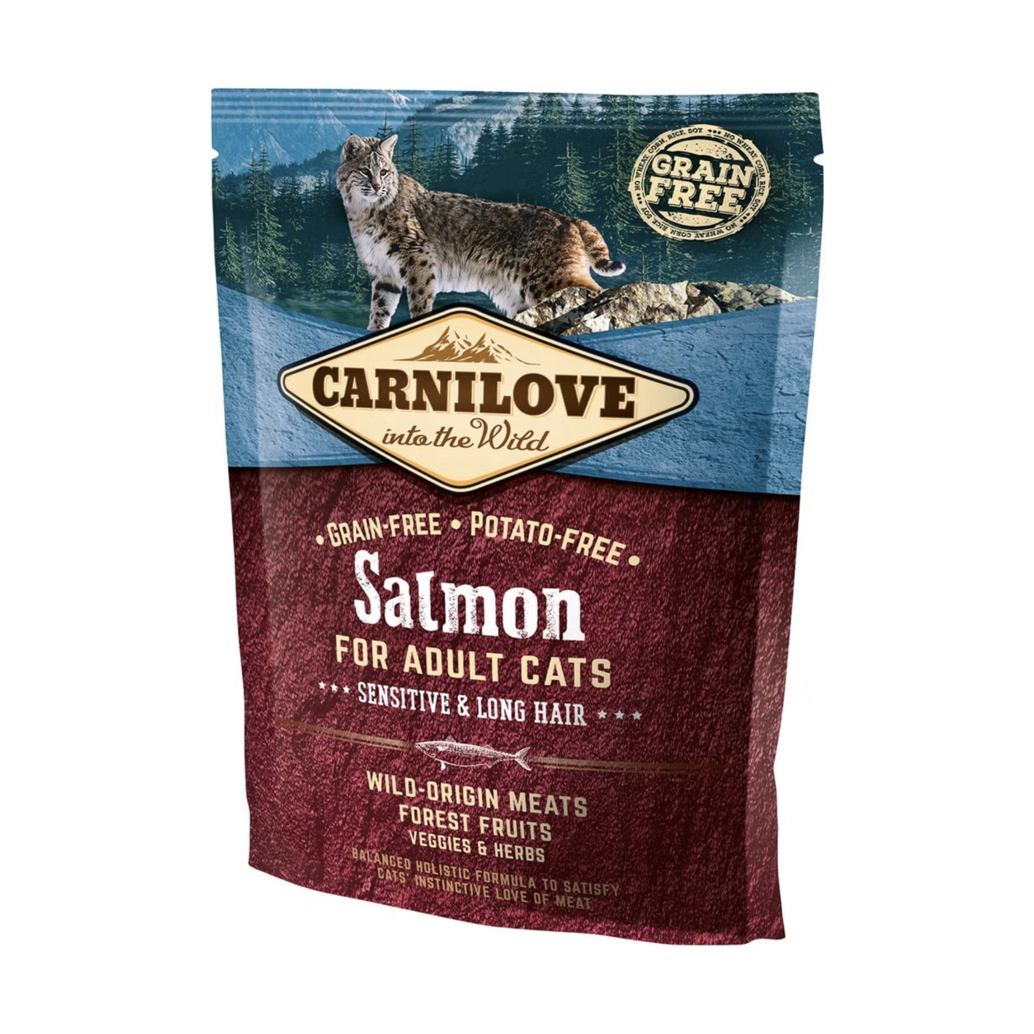 Carnilove Cat Salmon Sensitive & Long Hair, Katzen Trockenfutter - Woofshack