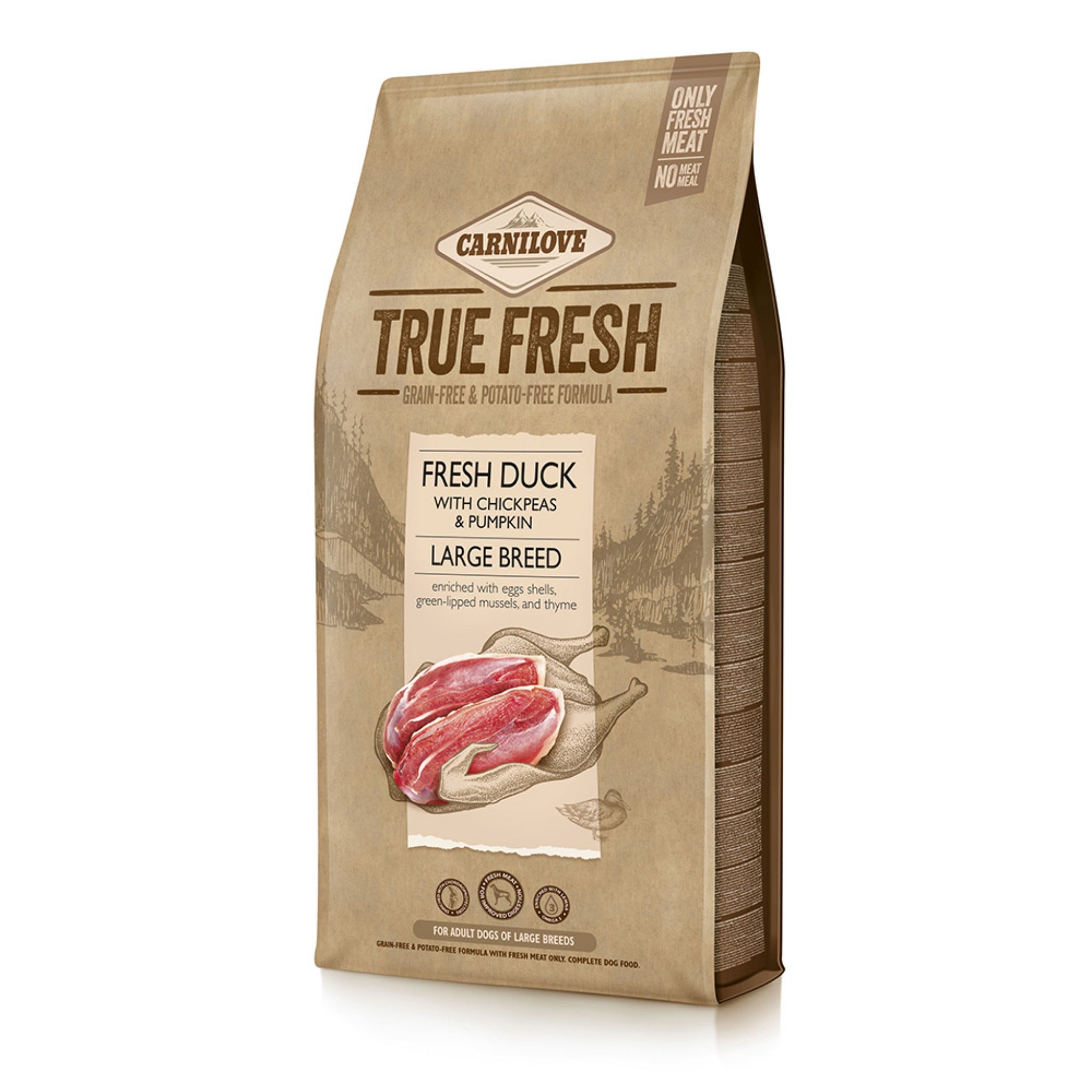 Carnilove Dog Adult True Fresh - Fresh Duck Large Breed, Hunde Trockenfutter - Woofshack