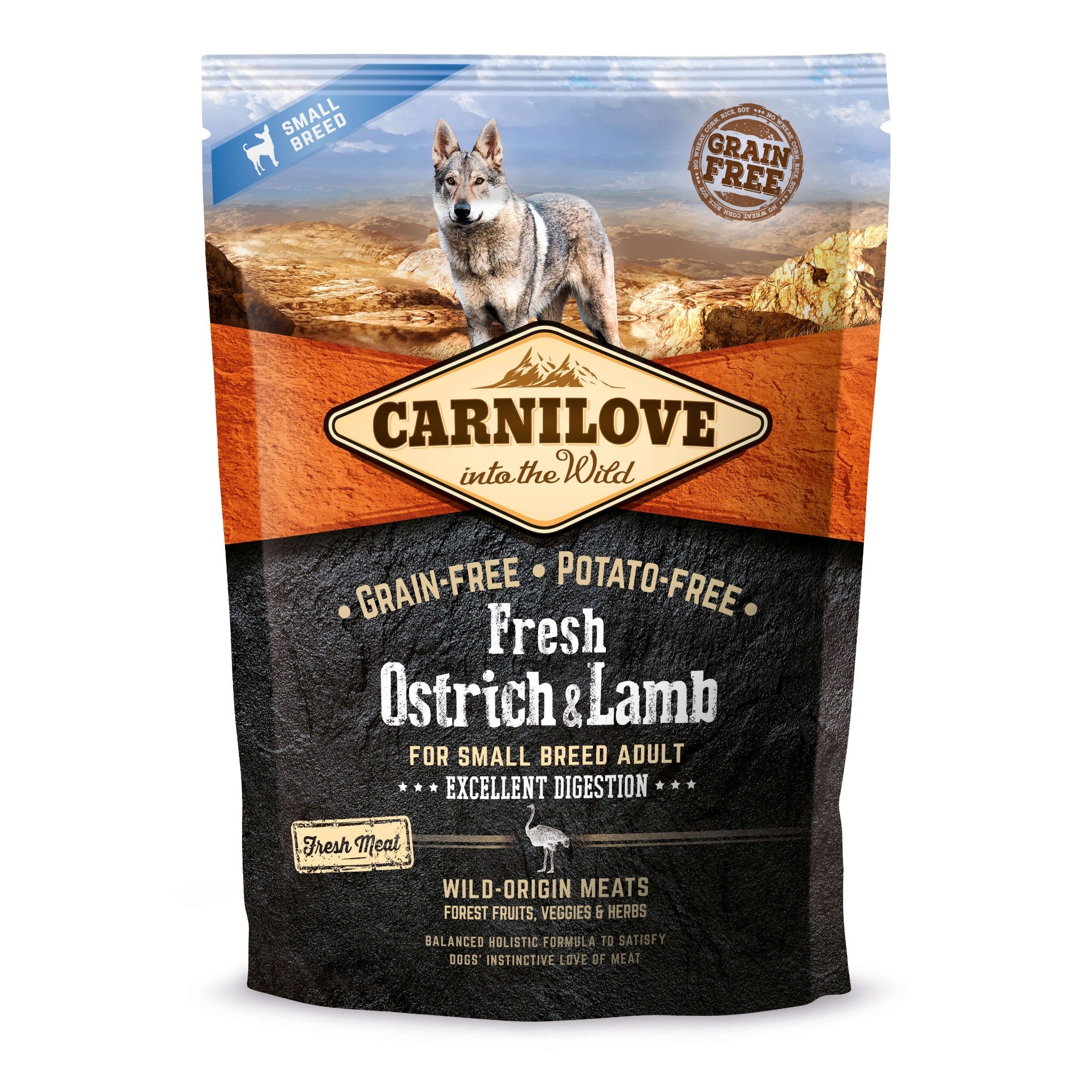 Carnilove Dog Small Breed Adult Trockenfutter, Fresh Ostrich & Lamb - Woofshack