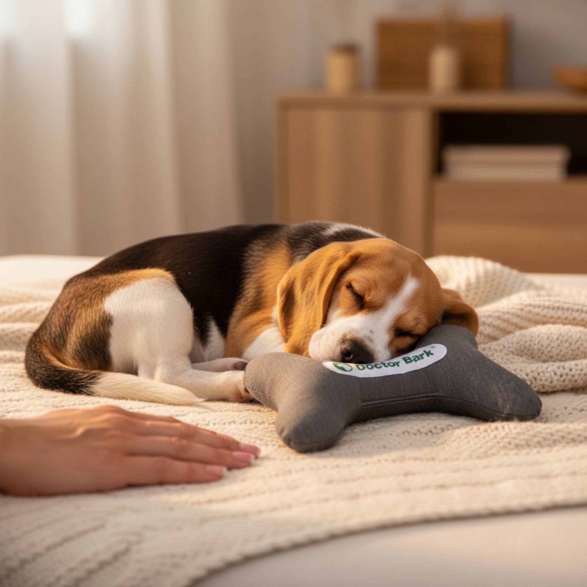 Doctor Bark Toy Bone – Robustes Hundespielzeug für kraftvolle Kauer, maschinenwaschbar & allergikerfreundlich - Woofshack