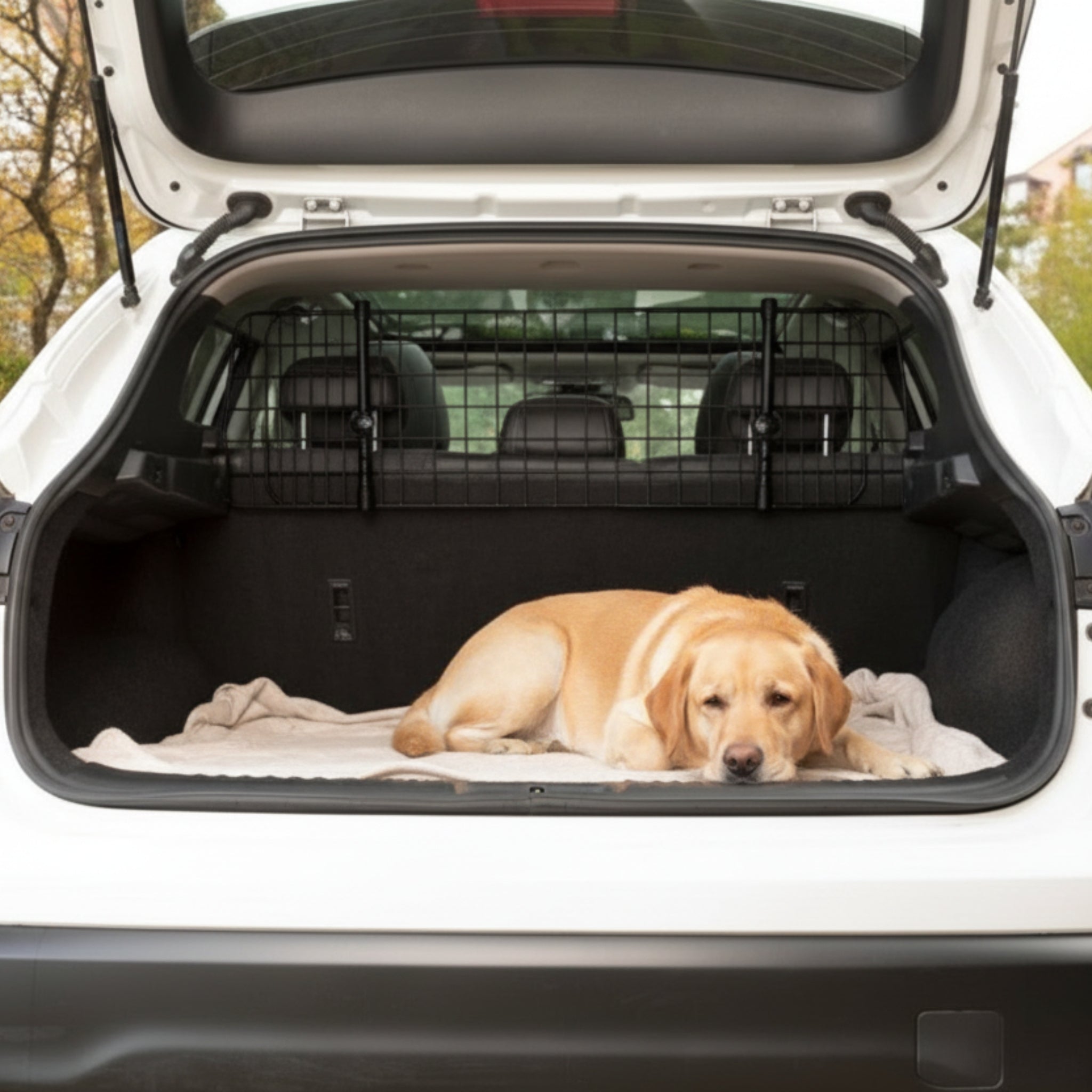 Doctor Bark Universal Kofferraum - Trenngitter – StVO - konform, werkzeuglose Montage, verstellbar 91 - 153 cm, maximale Sicherheit für Hund & Fahrer - Woofshack