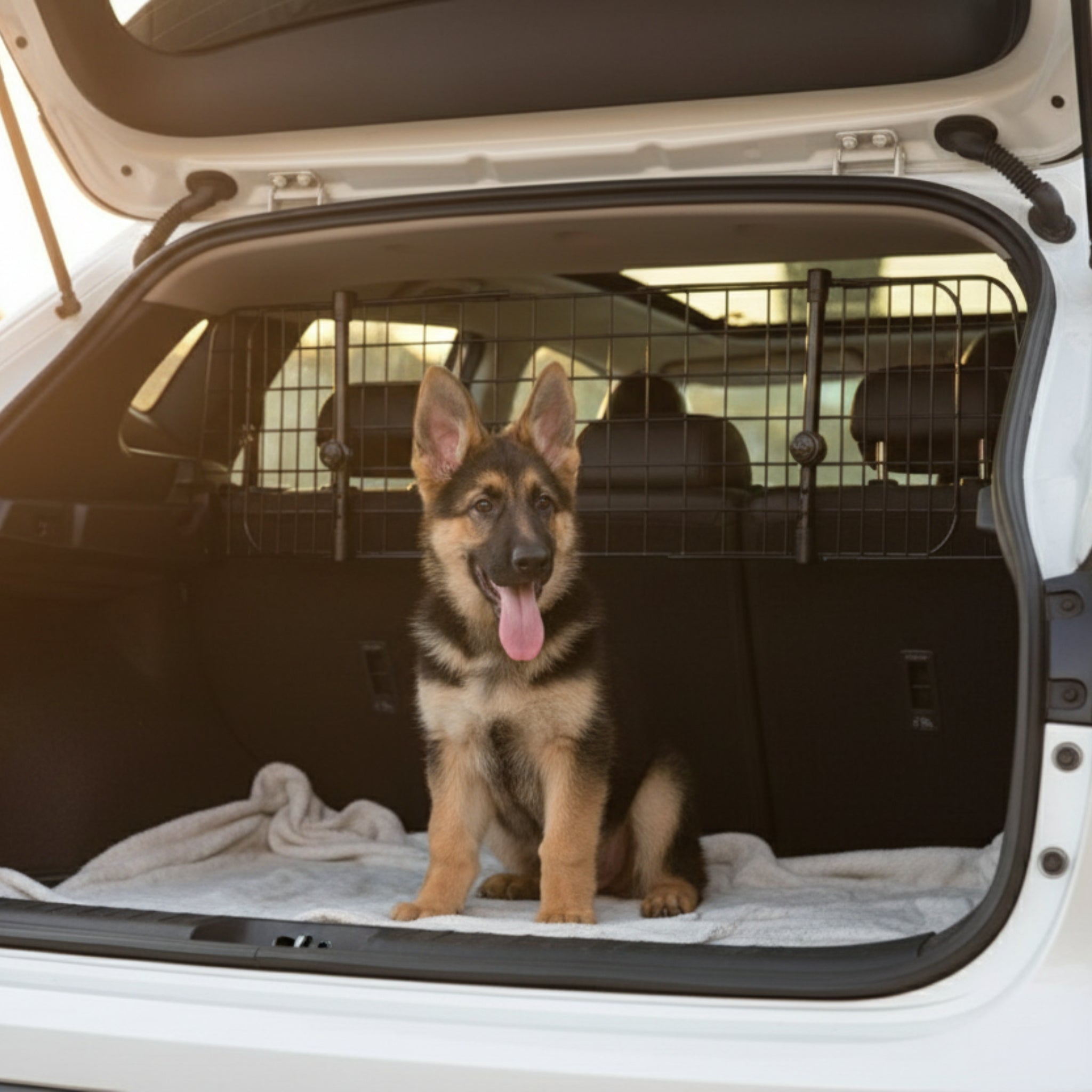 Doctor Bark Universal Kofferraum - Trenngitter – StVO - konform, werkzeuglose Montage, verstellbar 91 - 153 cm, maximale Sicherheit für Hund & Fahrer - Woofshack