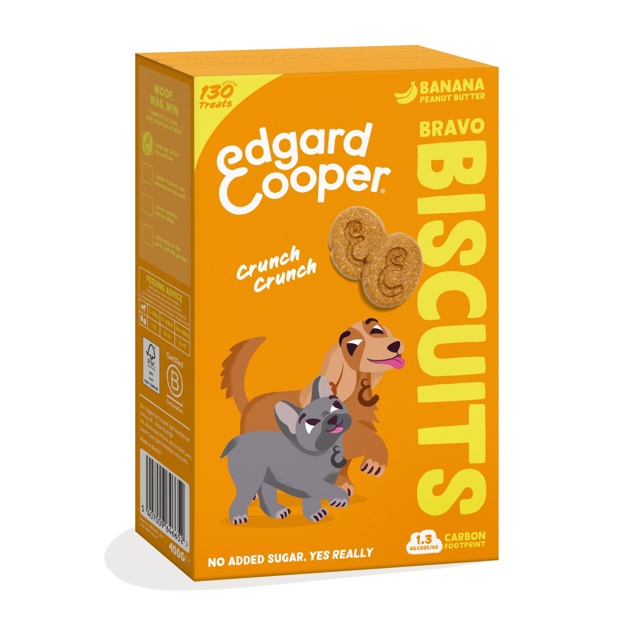 Edgard & Cooper Bravo Biscuits Banane & Erdnussbutter – Knusprige Hundekekse für Training & Belohnung mit natürlichen Zutaten - Woofshack