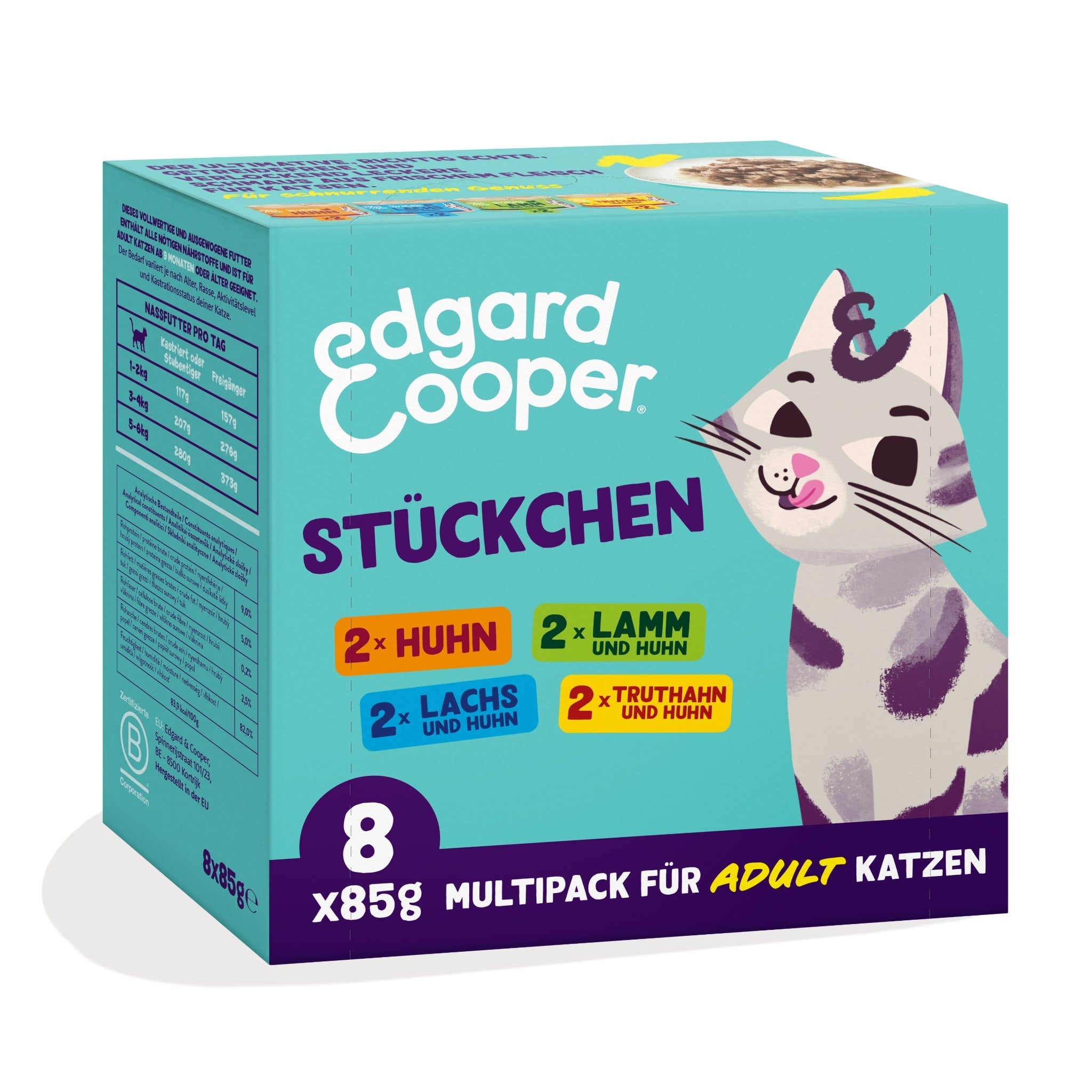Edgard & Cooper Cat Adult Multipack Stückchen in Soße, Katzen Nassfutter - Woofshack