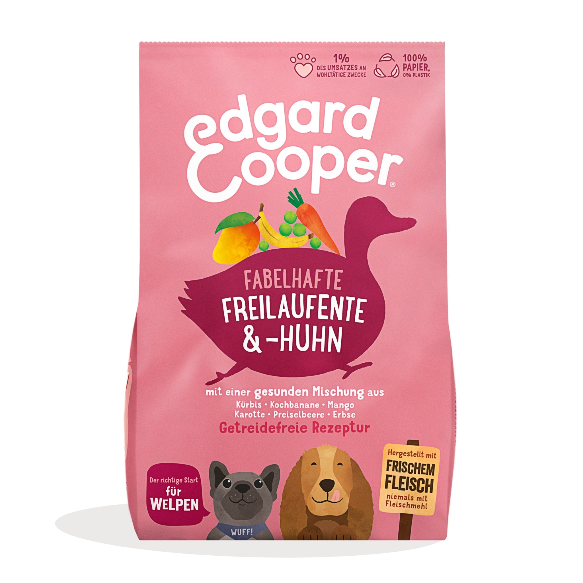 Edgard & Cooper Dog Puppy Freilaufente & - Huhn, Welpen Trockenfutter - Woofshack