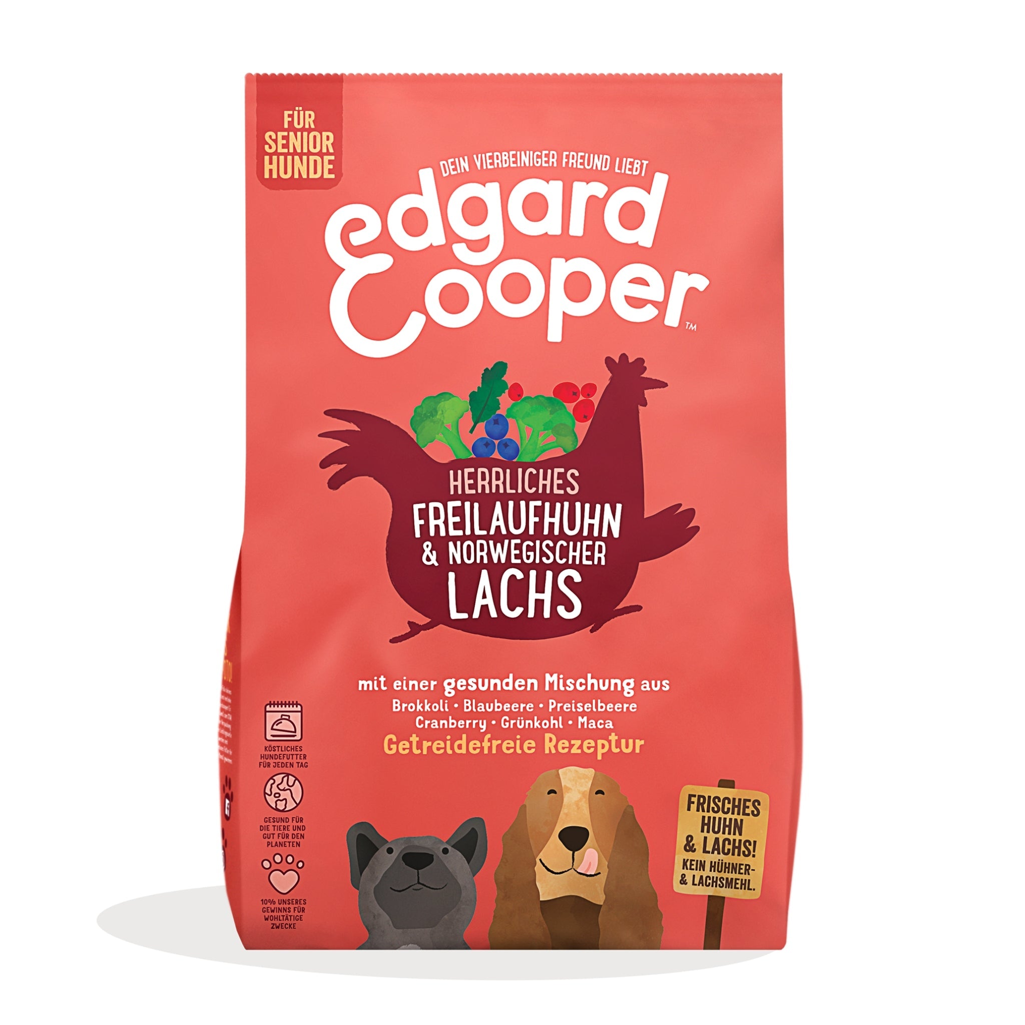 Edgard & Cooper Dog Senior Freilaufhuhn & Lachs, Hunde Trockenfutter - Woofshack