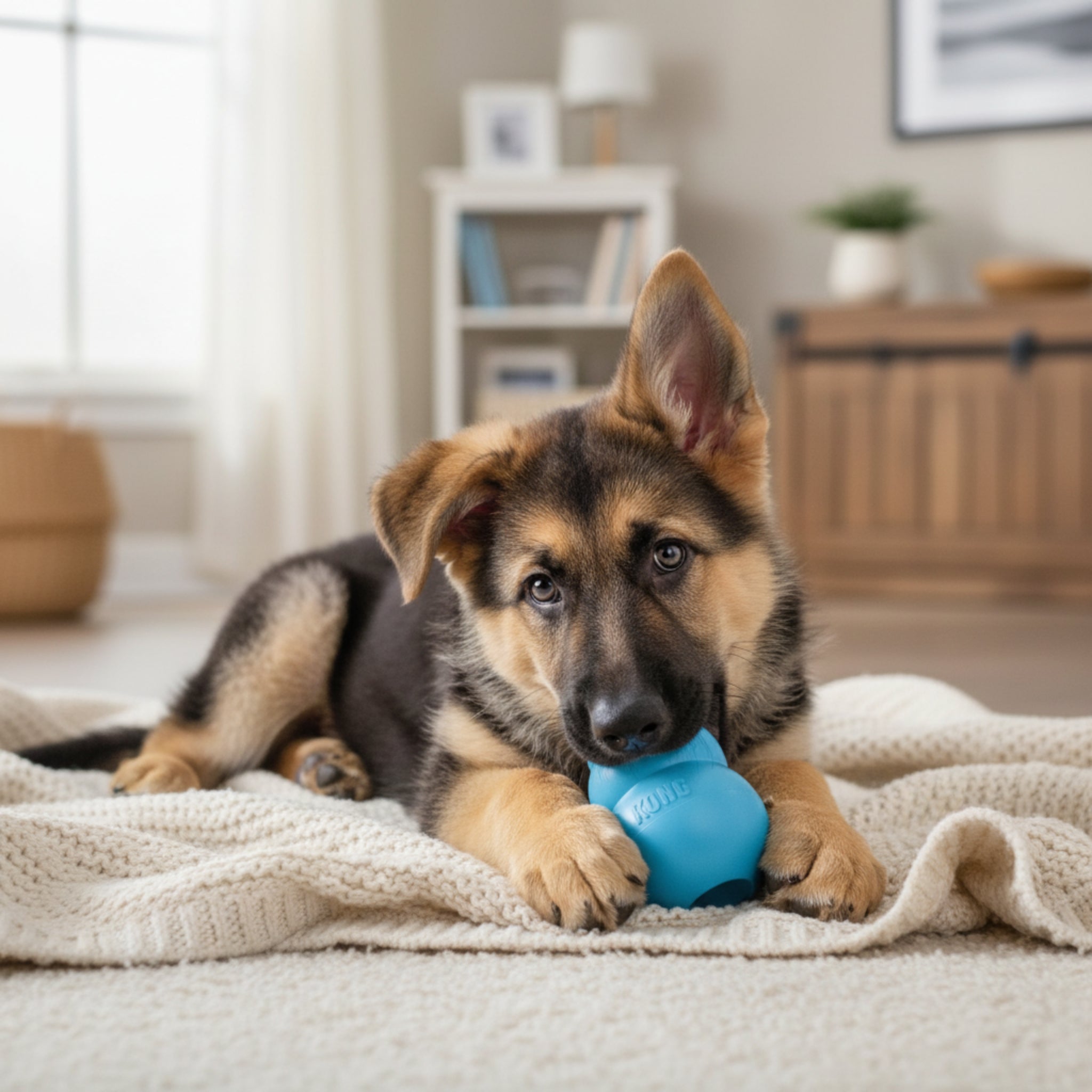 Kong Puppy Kauspielzeug aus Naturkautschuk – Welpensicheres Kau - & Intelligenzspielzeug für gesunde Zähne & entspanntes Zahnwachstum - Woofshack