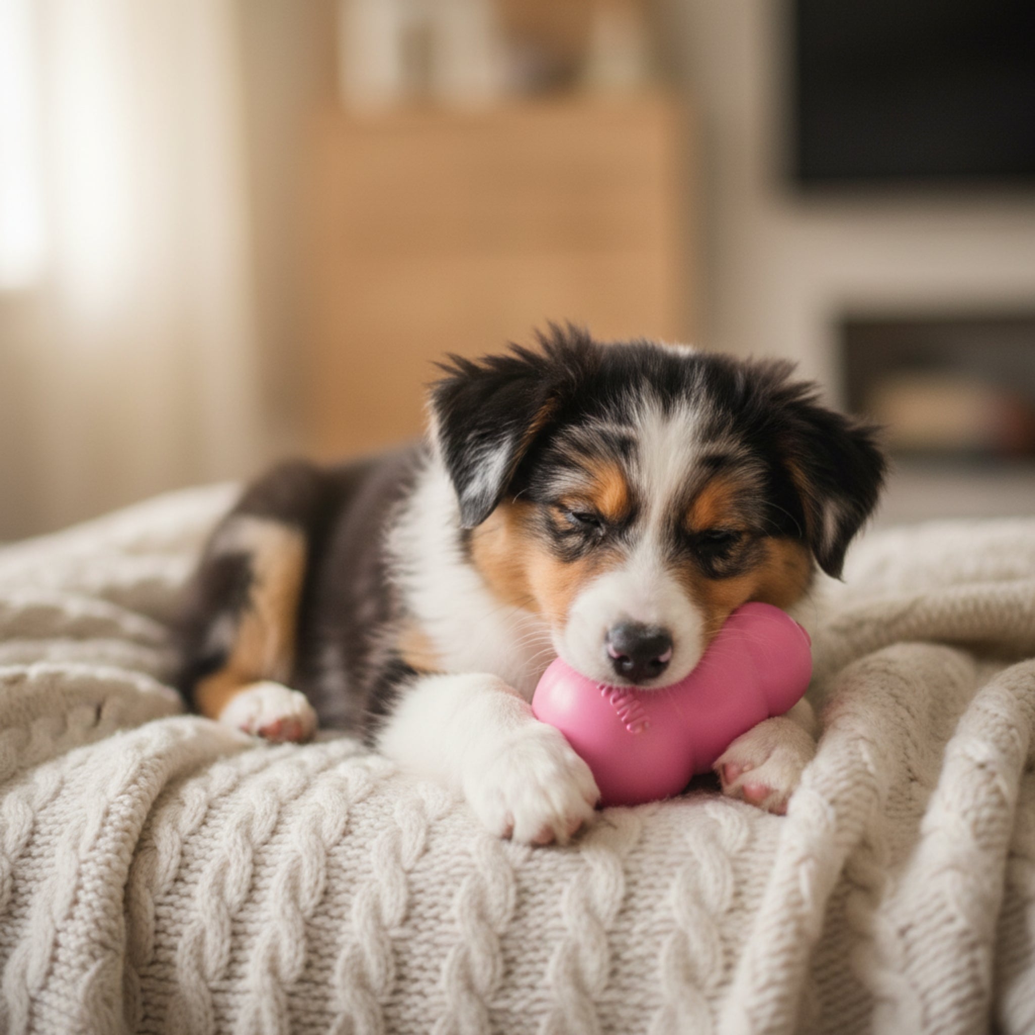 Kong Puppy Kauspielzeug aus Naturkautschuk – Welpensicheres Kau - & Intelligenzspielzeug für gesunde Zähne & entspanntes Zahnwachstum - Woofshack