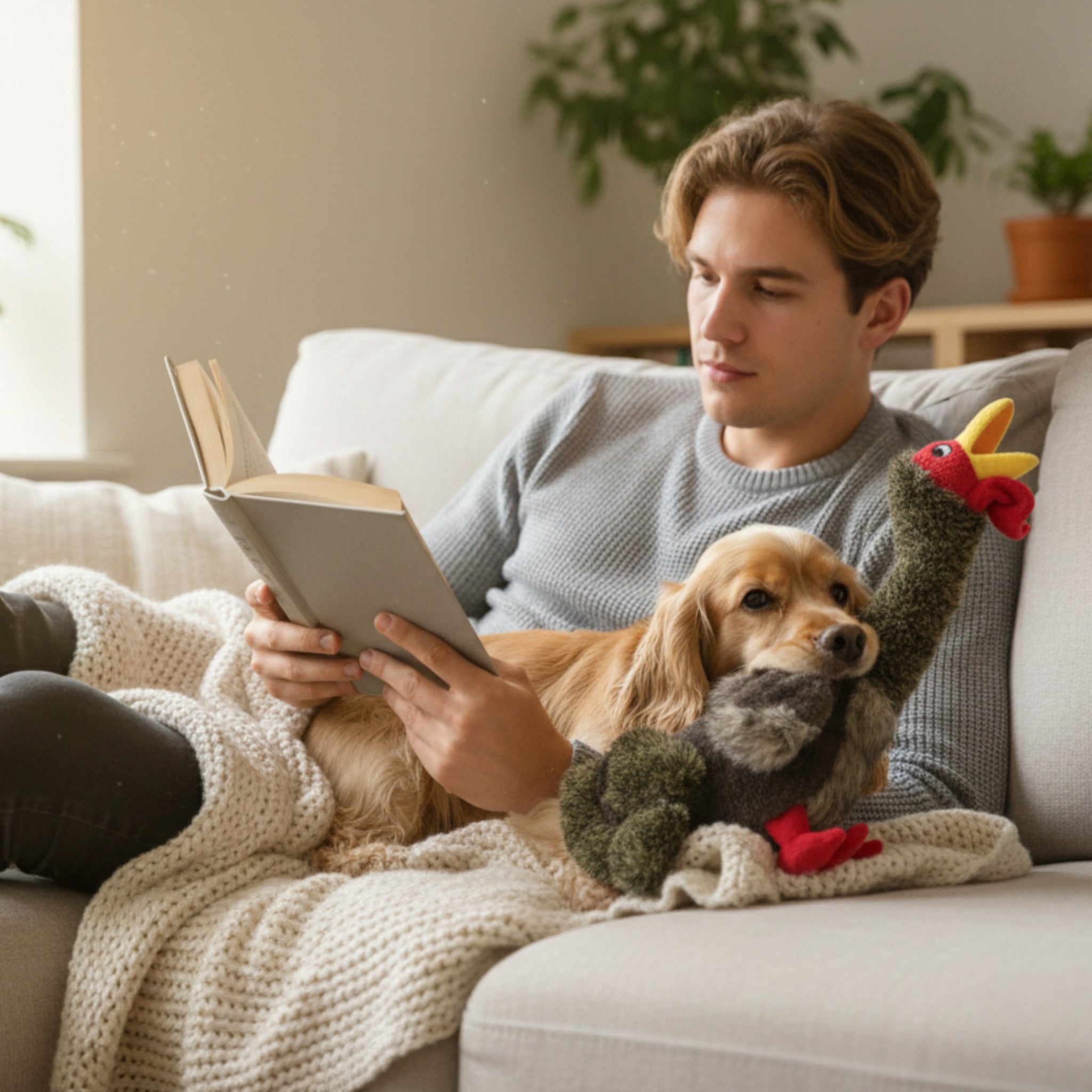 KONG Shakers Honkers Turkey – Interaktives Plüsch - Hundespielzeug mit Quietscher & extra langem Hals zum Schütteln und Zerren - Woofshack