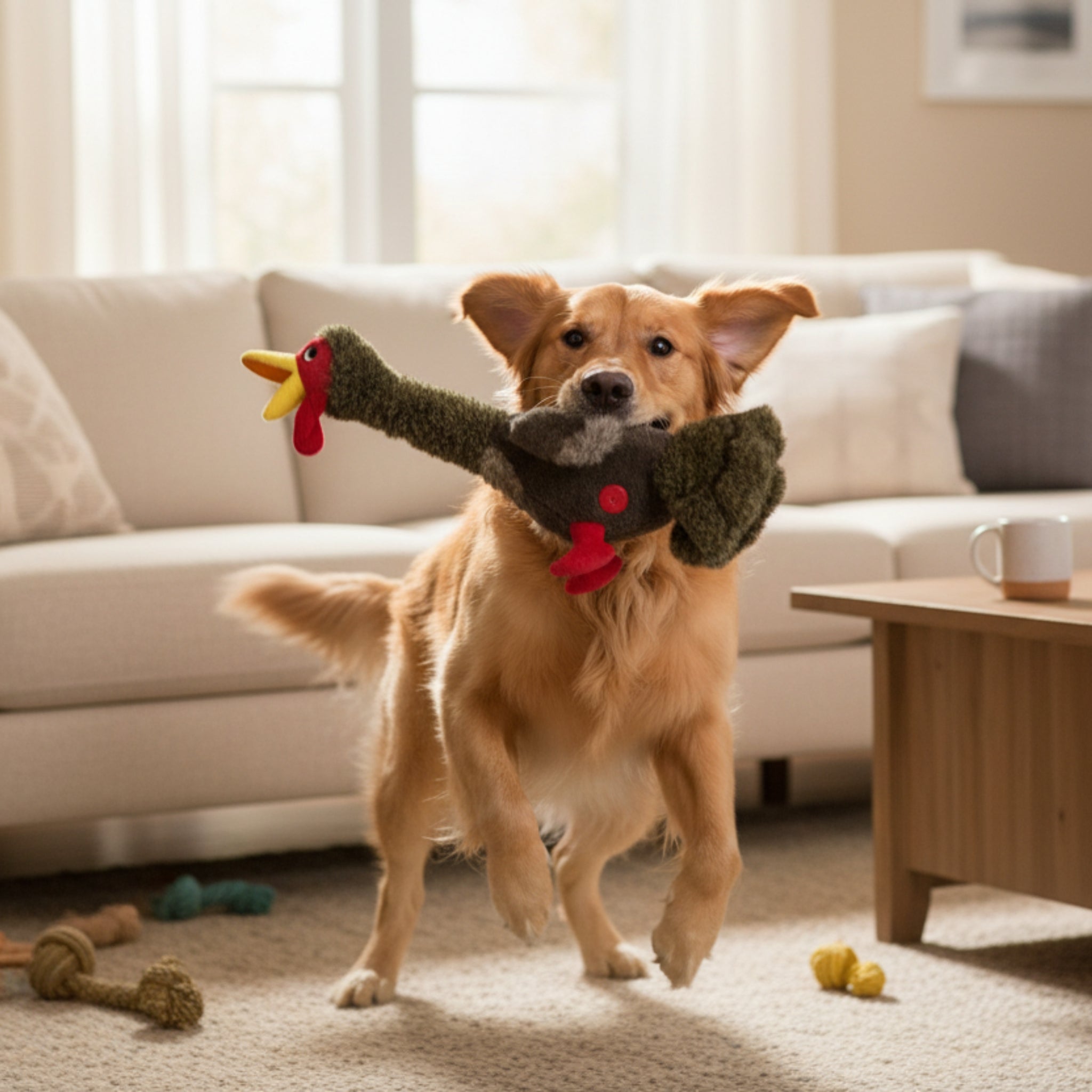 KONG Shakers Honkers Turkey – Interaktives Plüsch - Hundespielzeug mit Quietscher & extra langem Hals zum Schütteln und Zerren - Woofshack