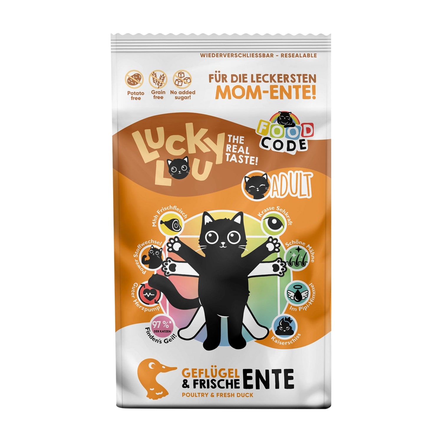 Lucky Lou Food Code Adult Geflügel & Ente, Katzen Trockenfutter - Woofshack