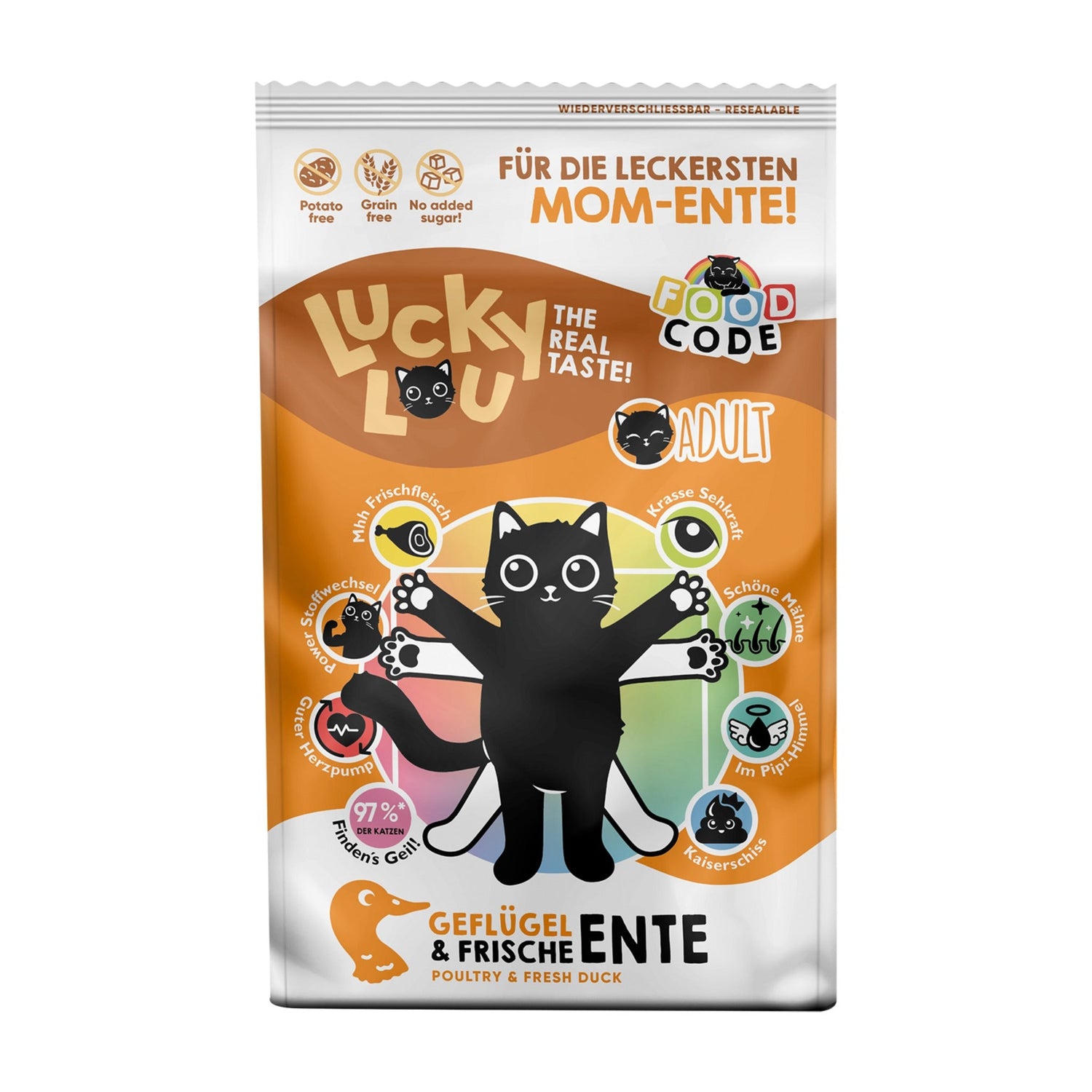 Lucky Lou Food Code Adult Geflügel & Ente, Katzen Trockenfutter - Woofshack