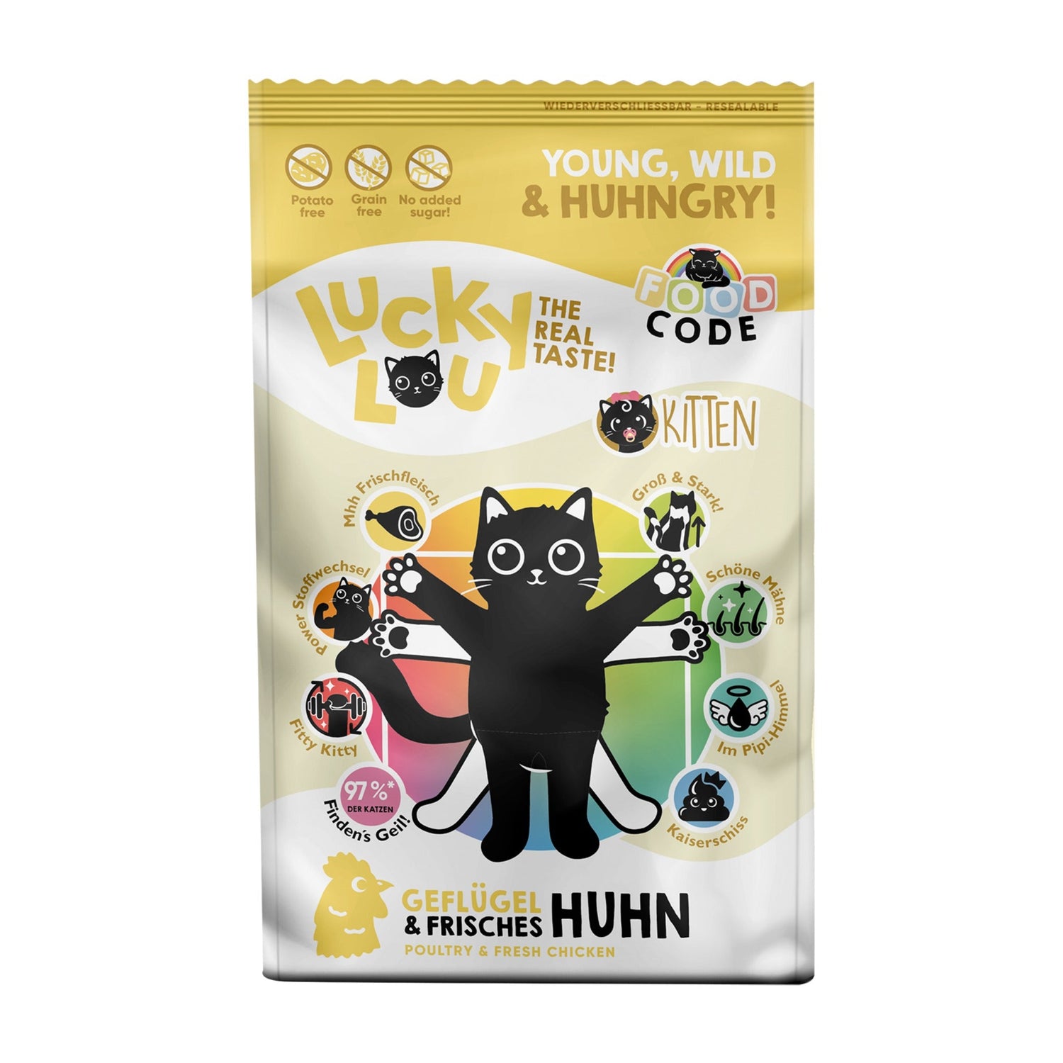 Lucky Lou Food Code Kitten Geflügel & Huhn, Katzen Trockenfutter - Woofshack