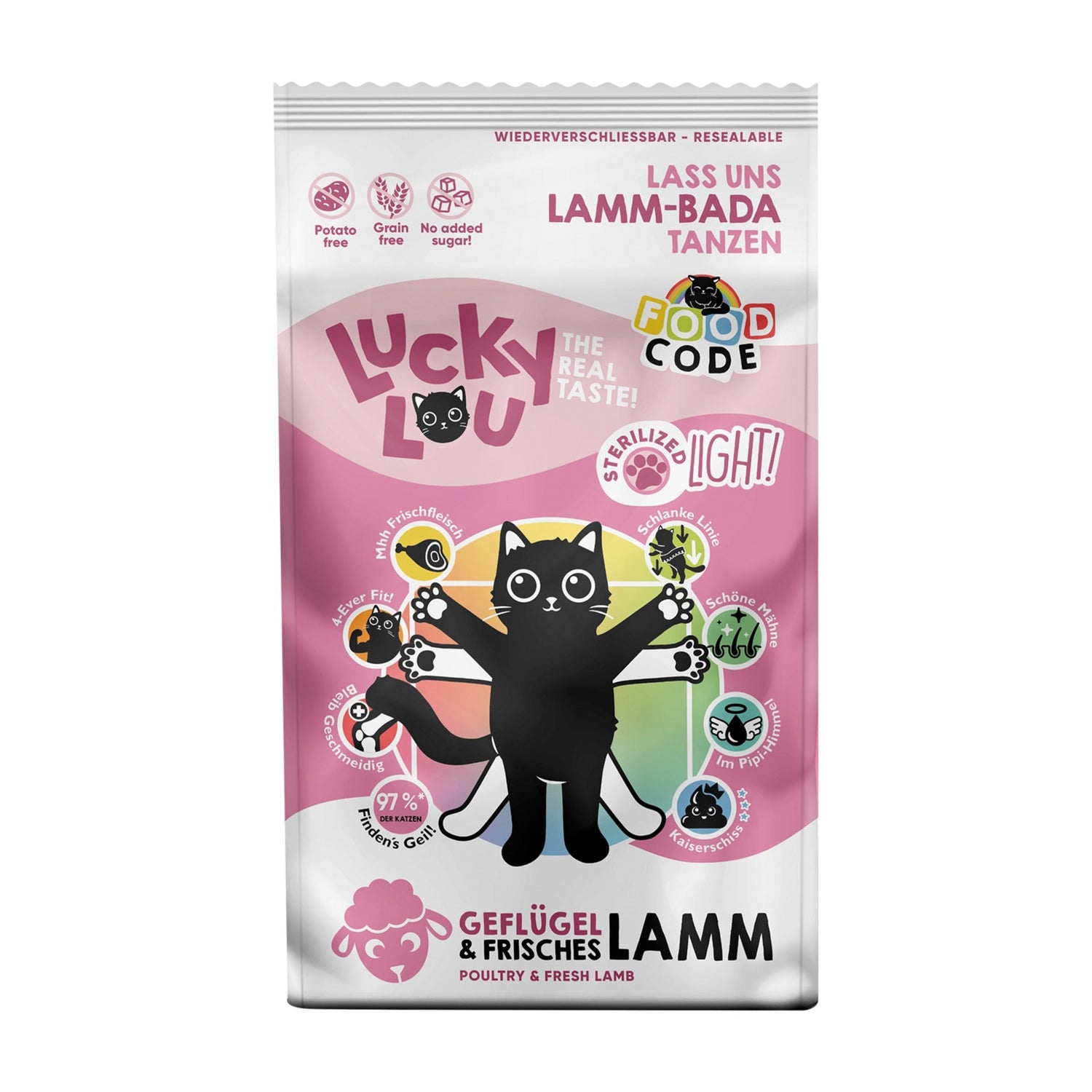 Lucky Lou Food Code Light Geflügel & Lamm, Katzen Trockenfutter - Woofshack