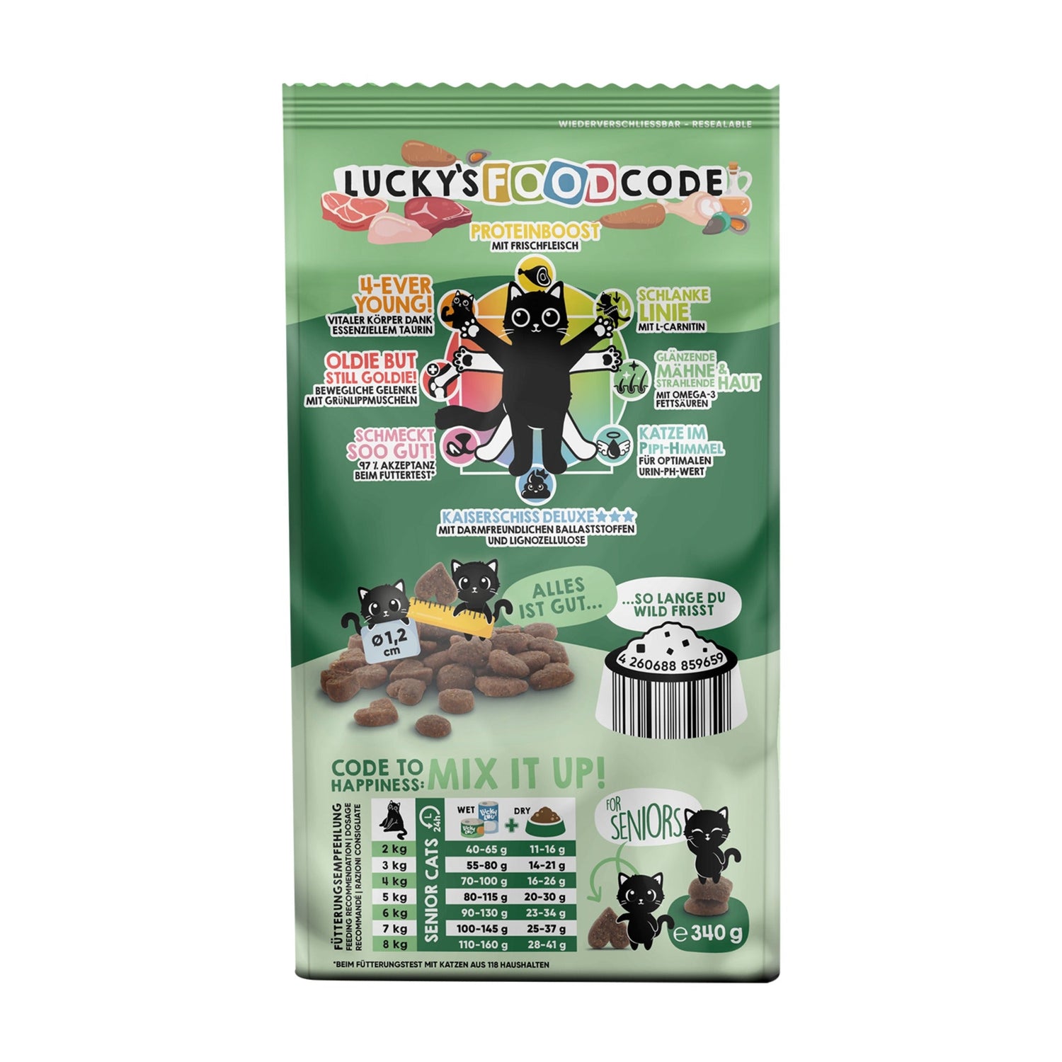 Lucky Lou Food Code Senior Geflügel & Wild, Katzen Trockenfutter - Woofshack