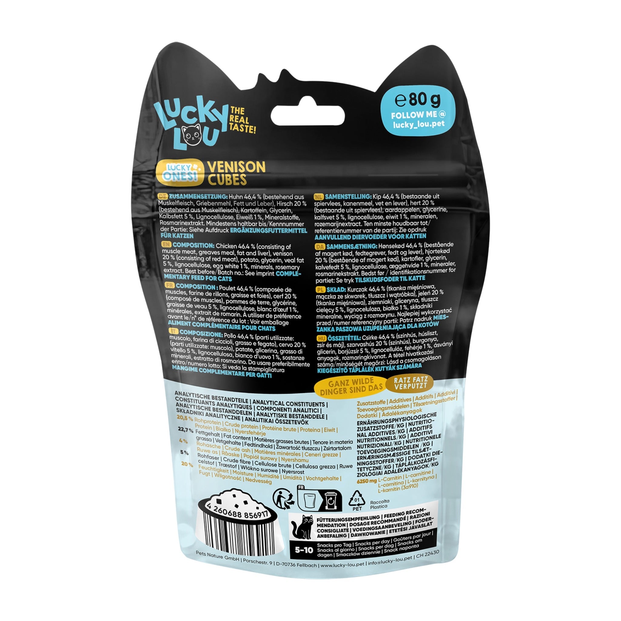 Lucky Lou Lucky Ones Cubes Huhn & Hirsch, Katzensnack - Woofshack
