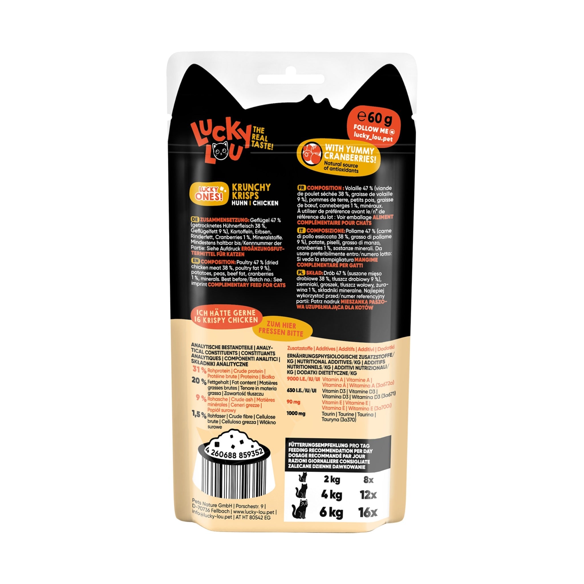 Lucky Lou Lucky Ones Krunchy Krisps Huhn, Katzensnack - Woofshack