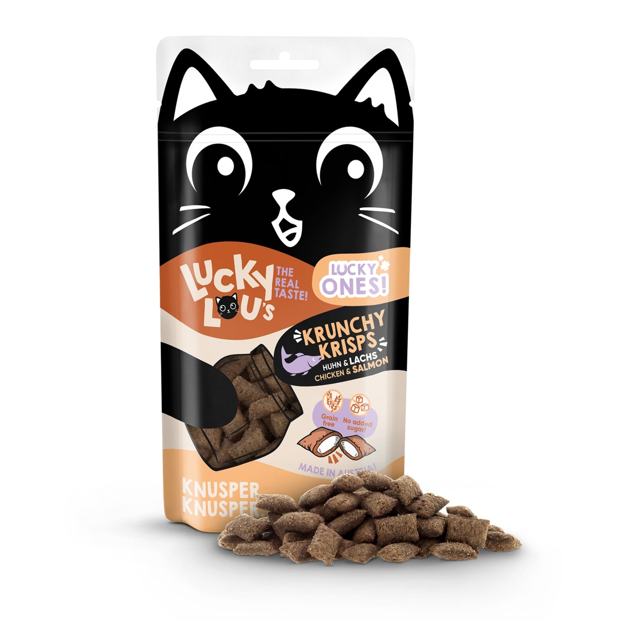 Lucky Lou Lucky Ones Krunchy Krisps Huhn & Lachs, Katzensnack - Woofshack