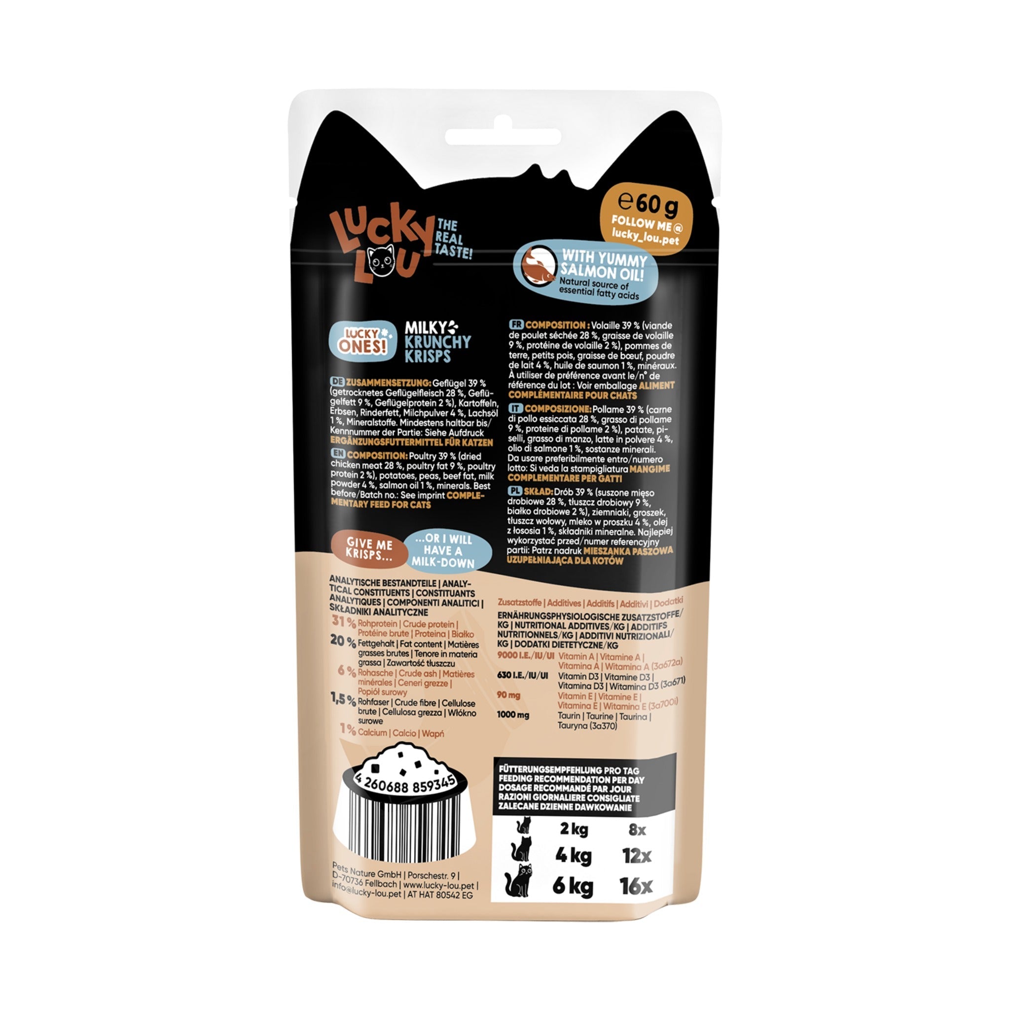 Lucky Lou Lucky Ones Krunchy Krisps Milch, Katzensnack - Woofshack