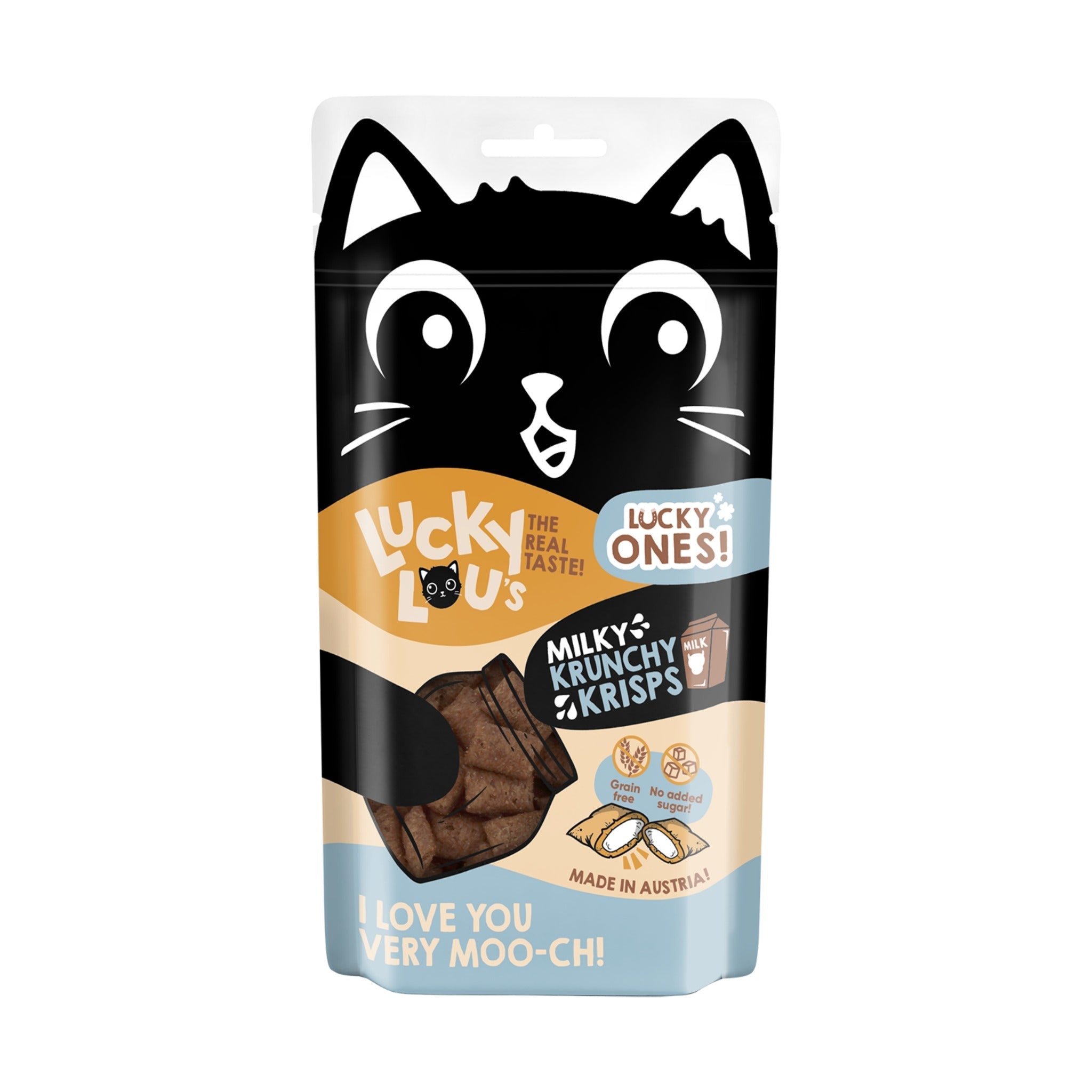 Lucky Lou Lucky Ones Krunchy Krisps Milch, Katzensnack - Woofshack